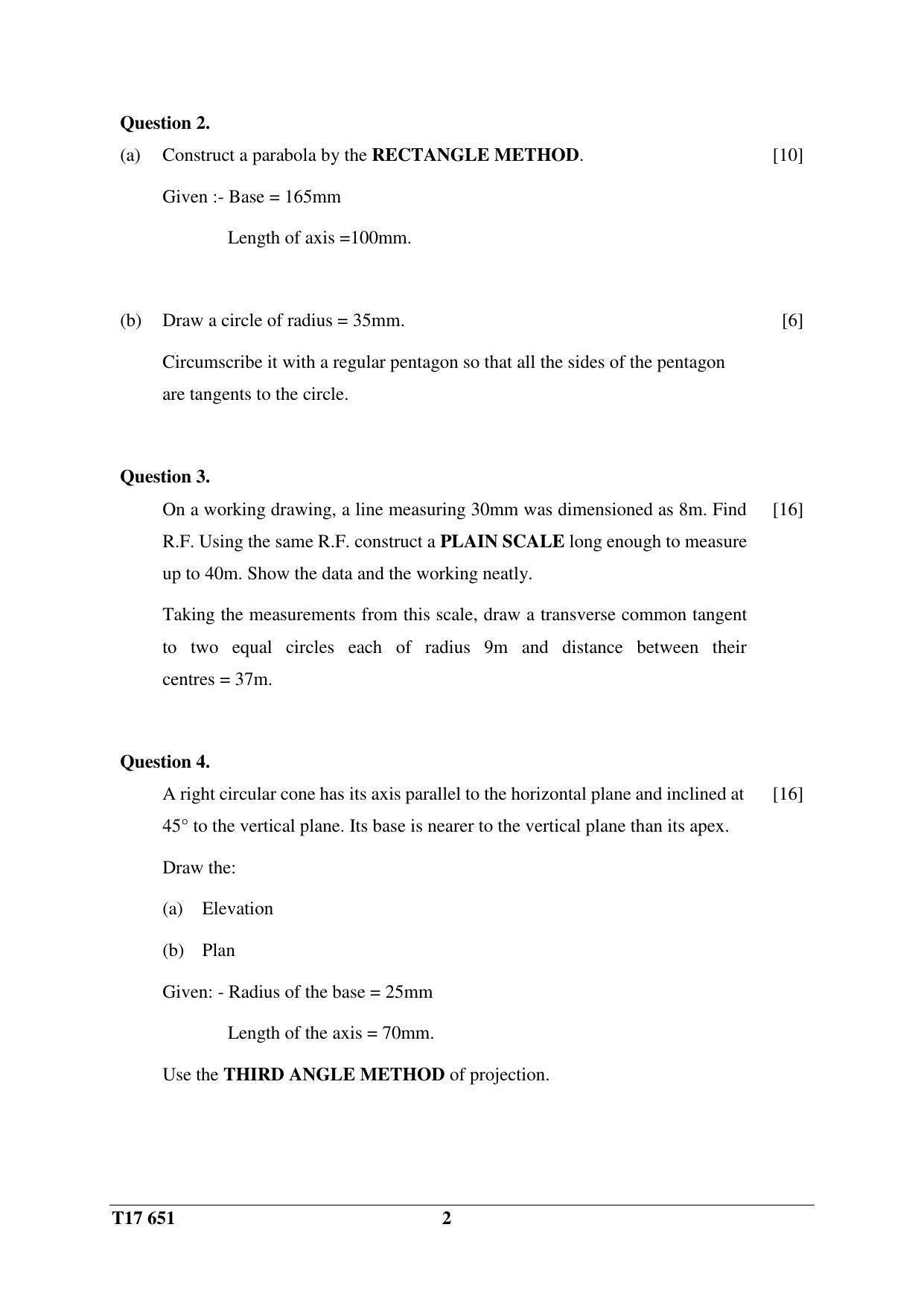ICSE Class 10 TECHNICAL DRAWING APPLICATIONS 2017 Question Paper - Page 2
