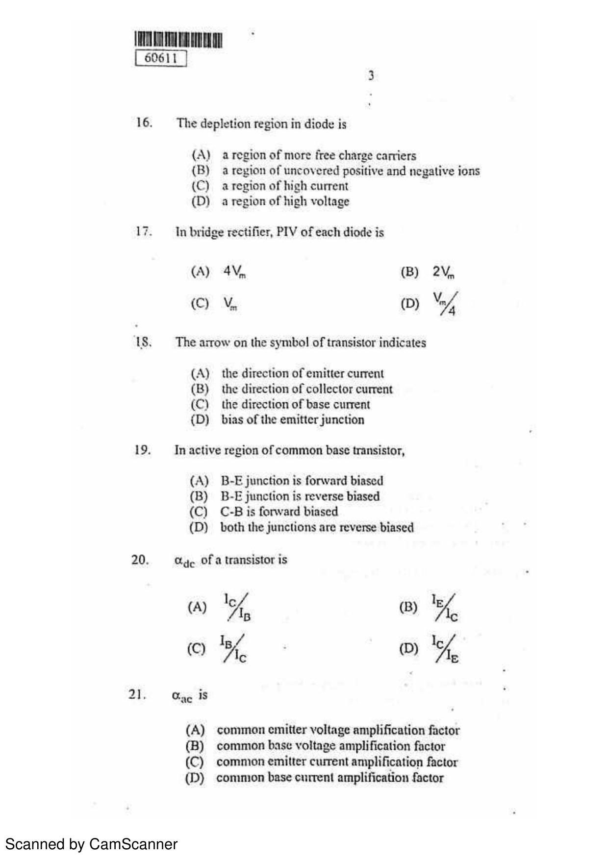 CUSAT CAT 2011 Electronics Question Paper - Page 4