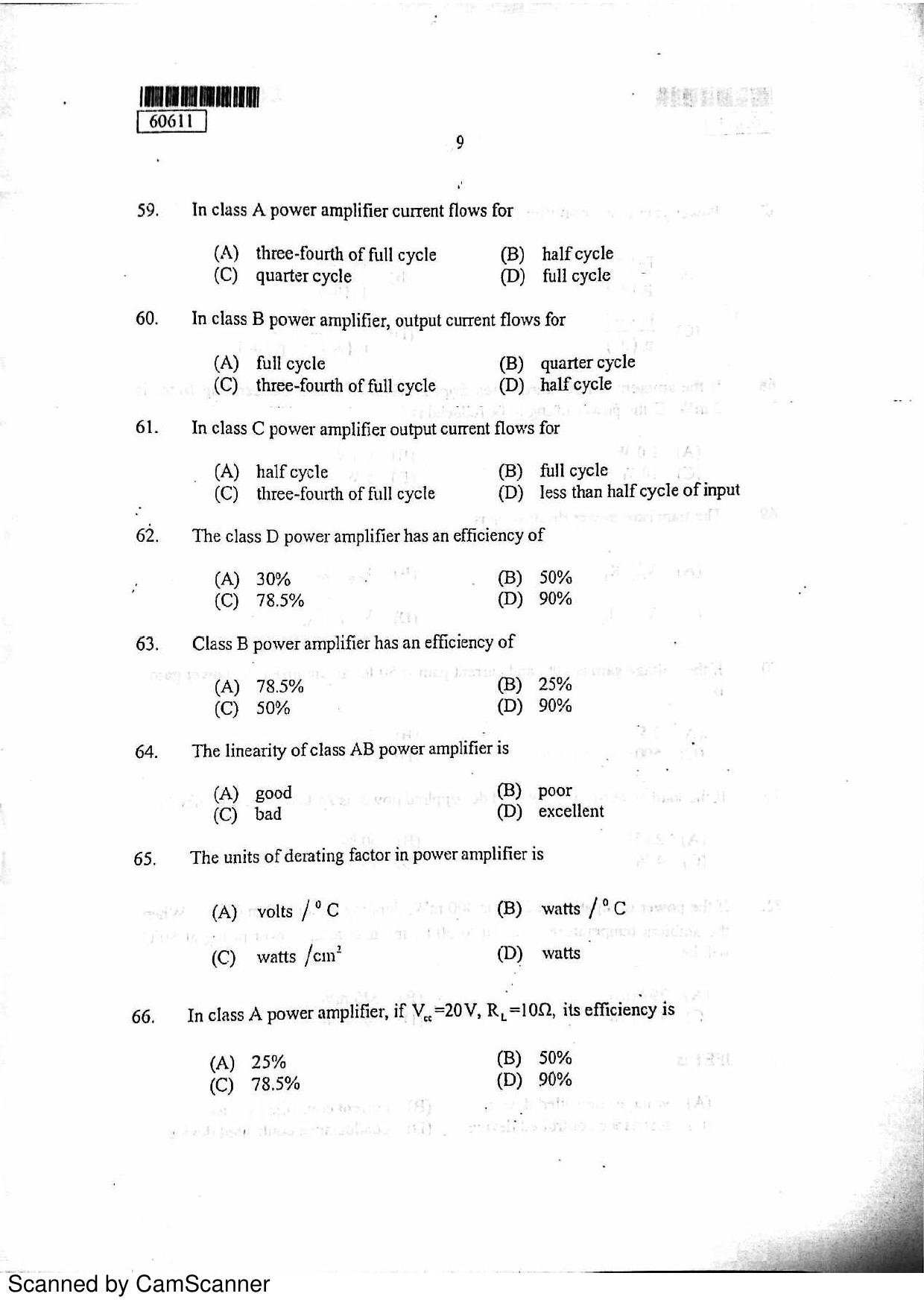 CUSAT CAT 2011 Electronics Question Paper - Page 10