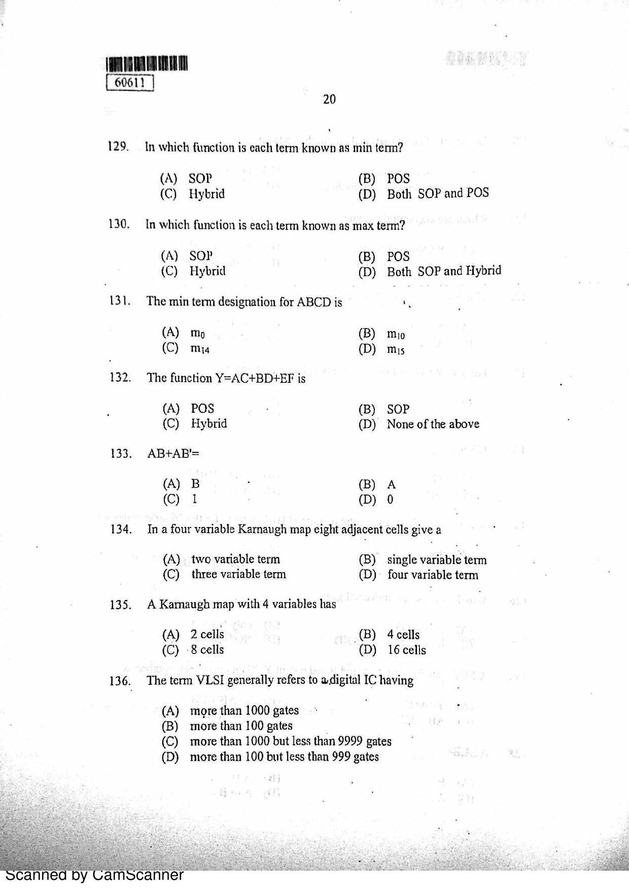 CUSAT CAT 2011 Electronics Question Paper - Page 21