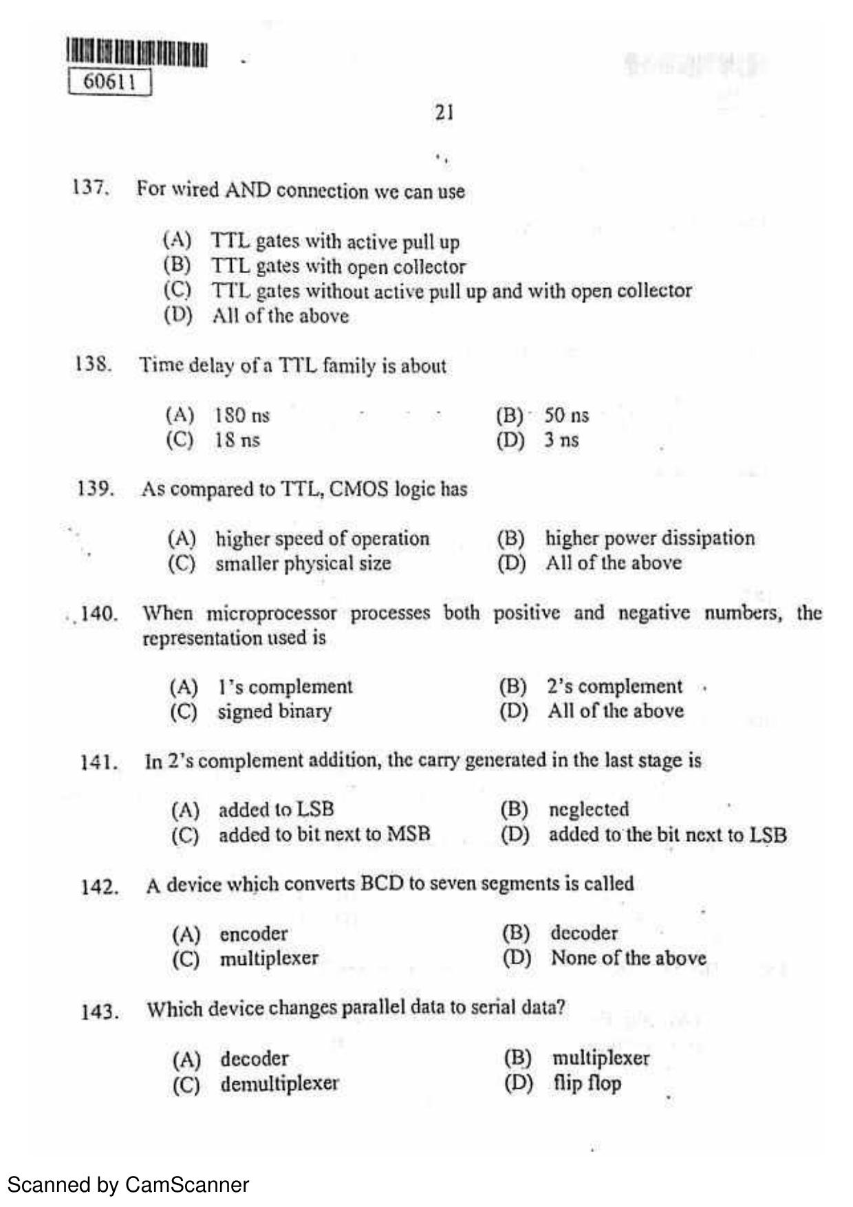 CUSAT CAT 2011 Electronics Question Paper - Page 22