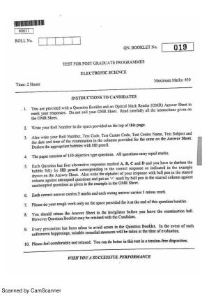 CUSAT CAT 2011 Electronics Question Paper