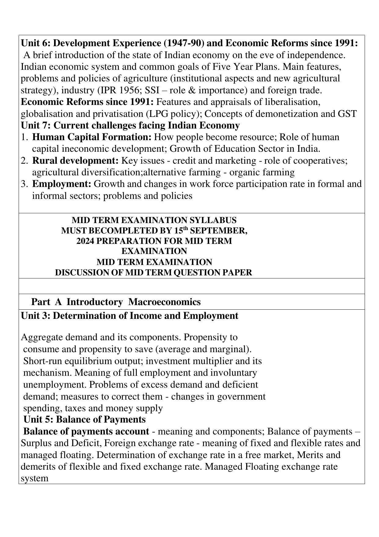 Edudel Class 12 Economics (English Medium) Syllabus 2025 - Page 2