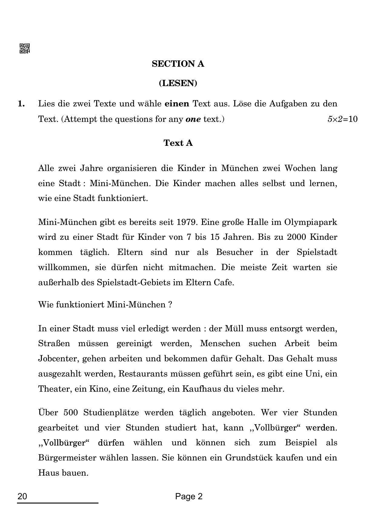 CBSE Class 12 20_German 2022 Question Paper - Page 2