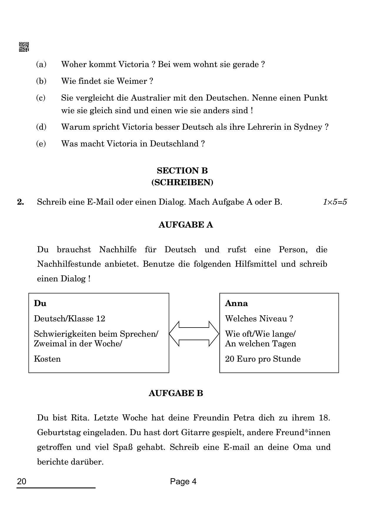 CBSE Class 12 20_German 2022 Question Paper - Page 4