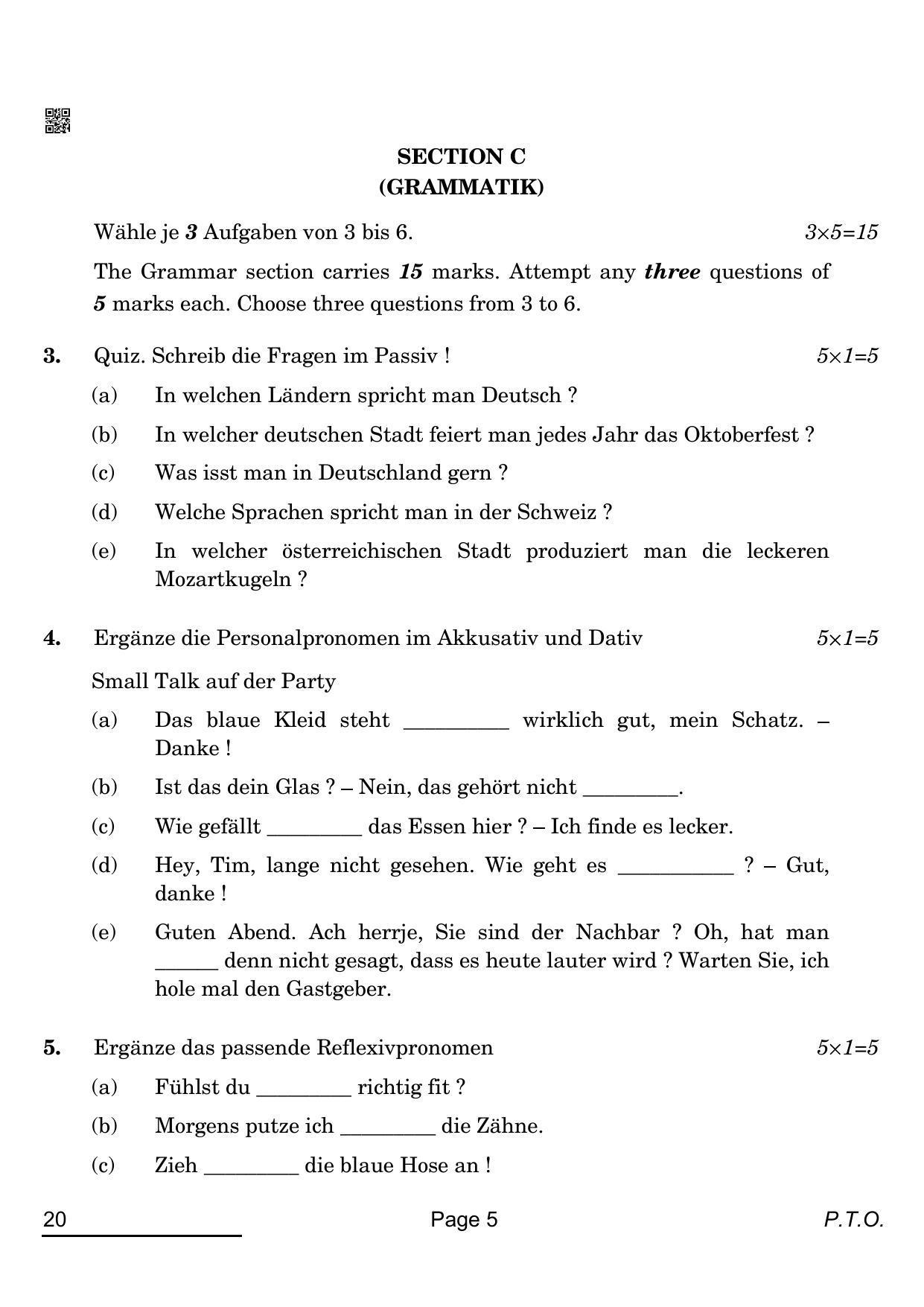 CBSE Class 12 20_German 2022 Question Paper - Page 5