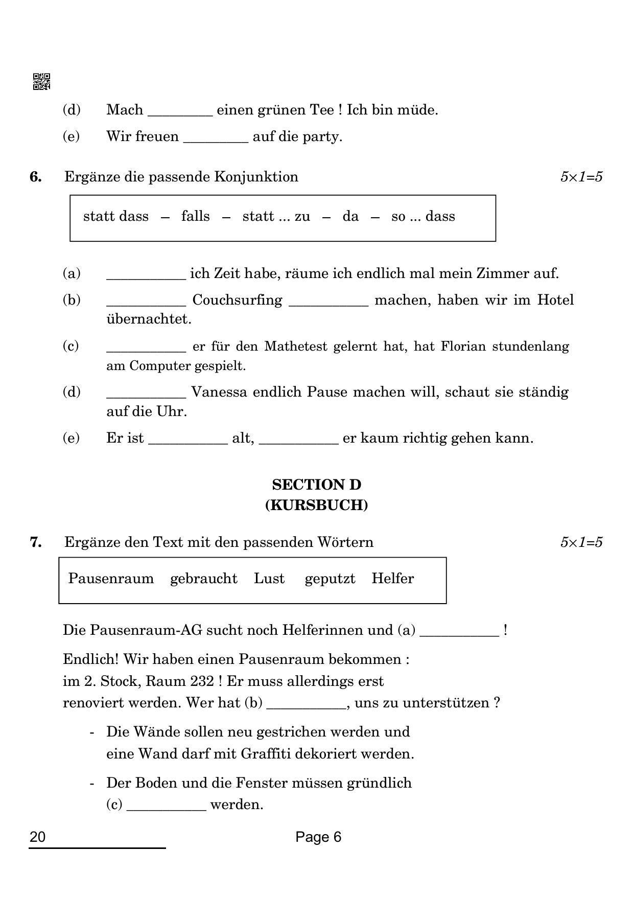 CBSE Class 12 20_German 2022 Question Paper - Page 6