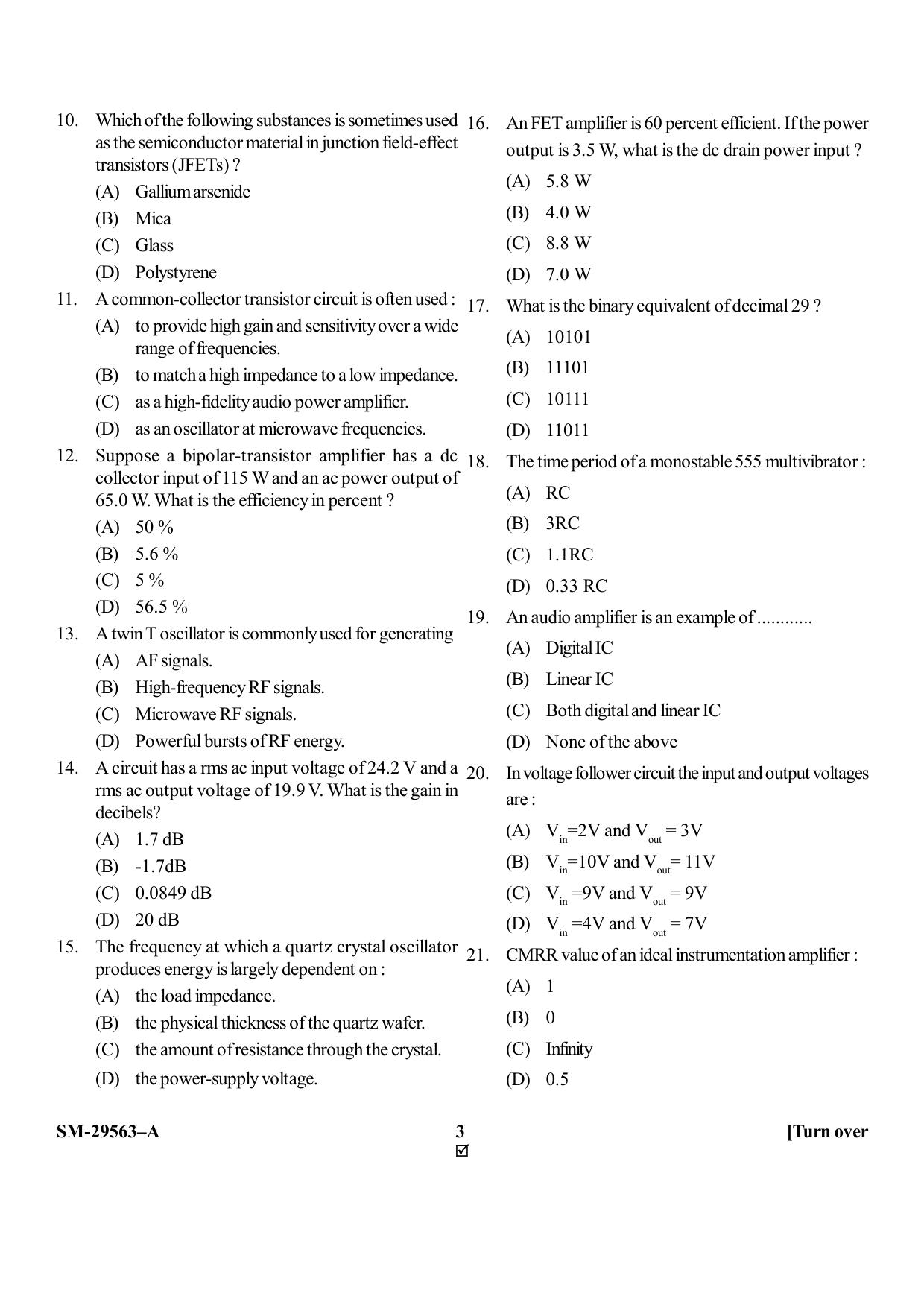 KUET 2023 M.Sc.Electronics Question Paper - Page 3