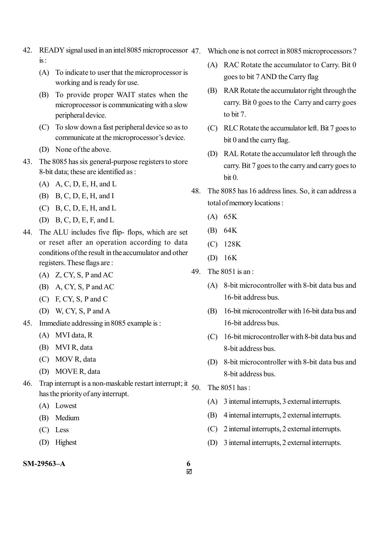 KUET 2023 M.Sc.Electronics Question Paper - Page 6