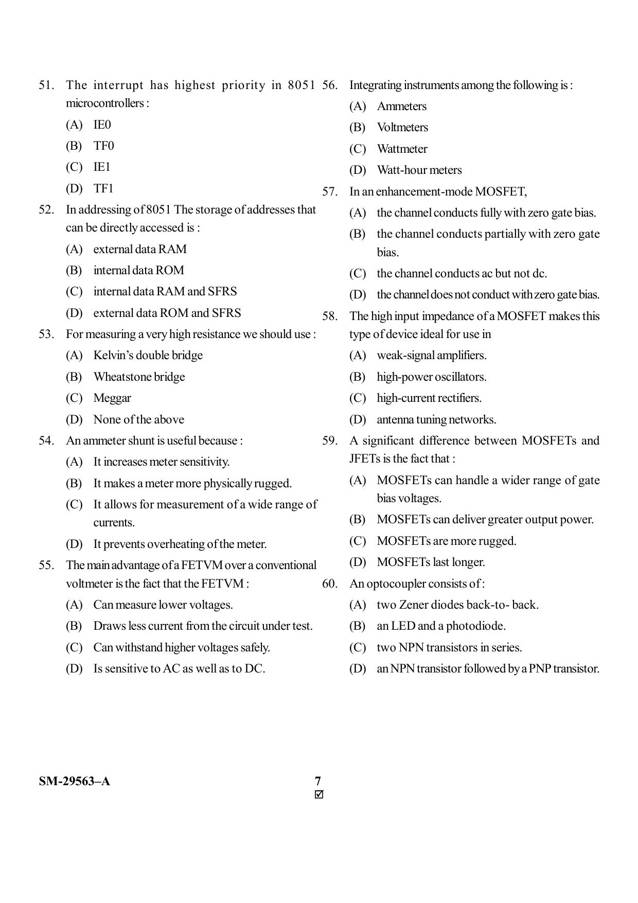KUET 2023 M.Sc.Electronics Question Paper - Page 7