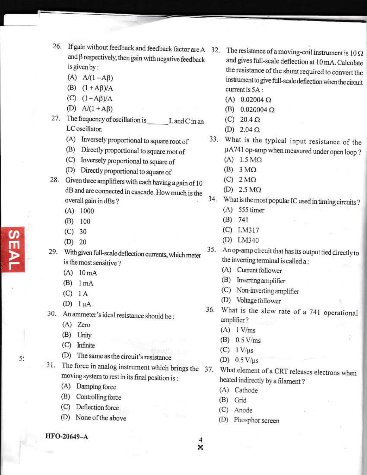 KUET 2023 M.Sc.Electronics Question Paper - Page 18