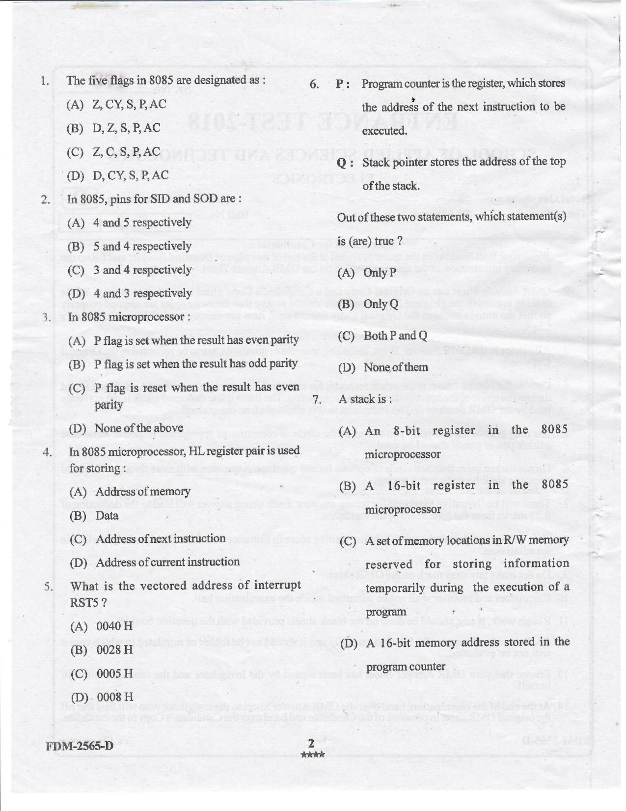 KUET 2023 M.Sc.Electronics Question Paper - Page 21