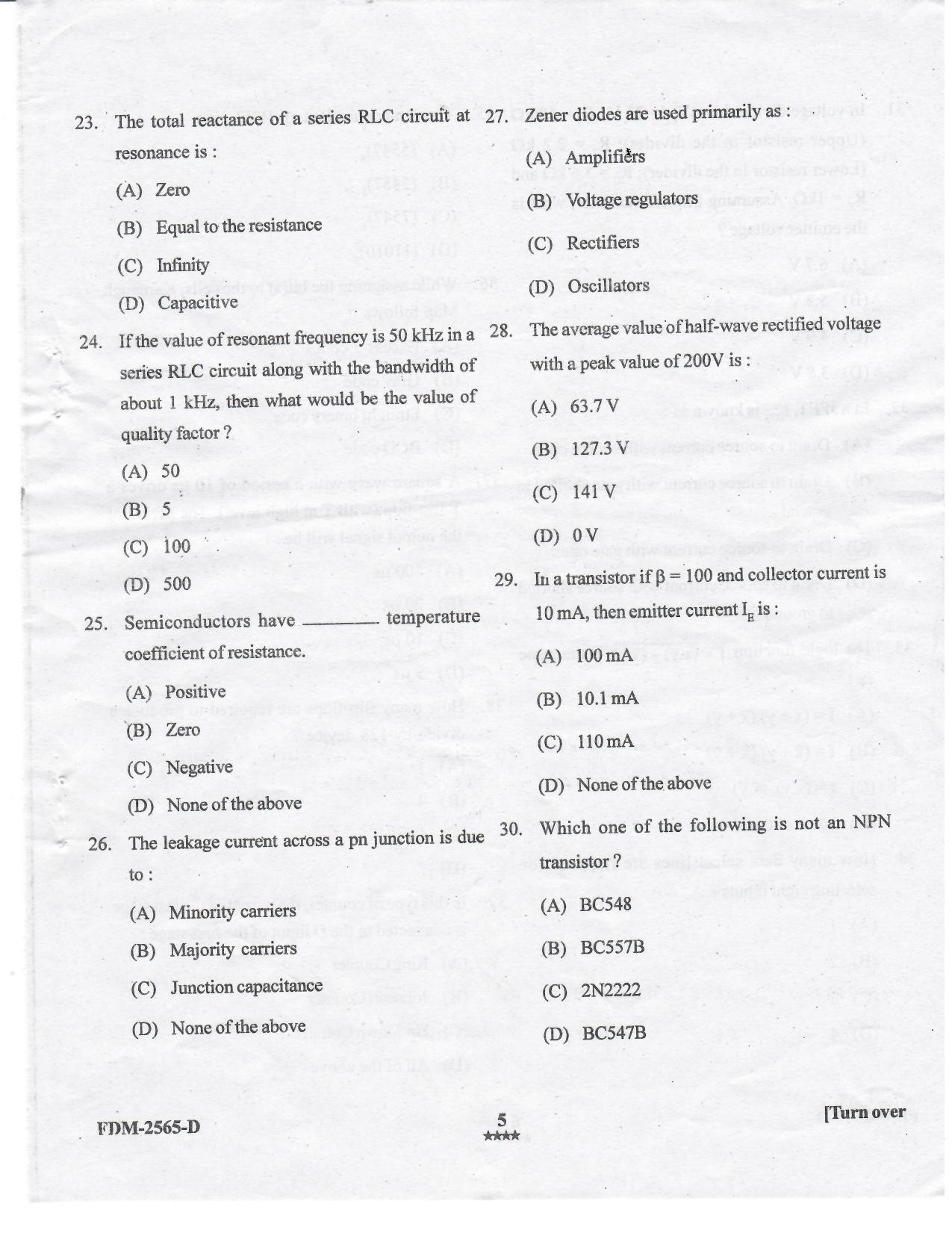 KUET 2023 M.Sc.Electronics Question Paper - Page 24