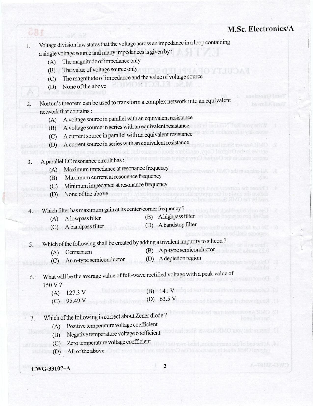 KUET 2023 M.Sc.Electronics Question Paper - Page 40