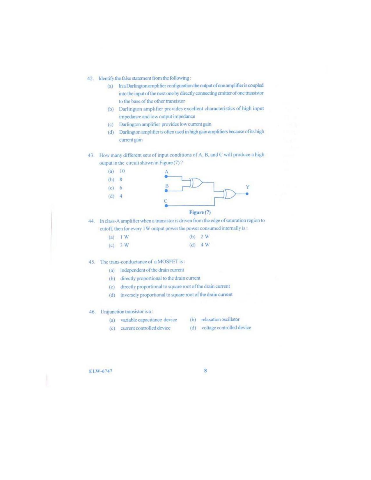 KUET 2023 M.Sc.Electronics Question Paper - Page 87