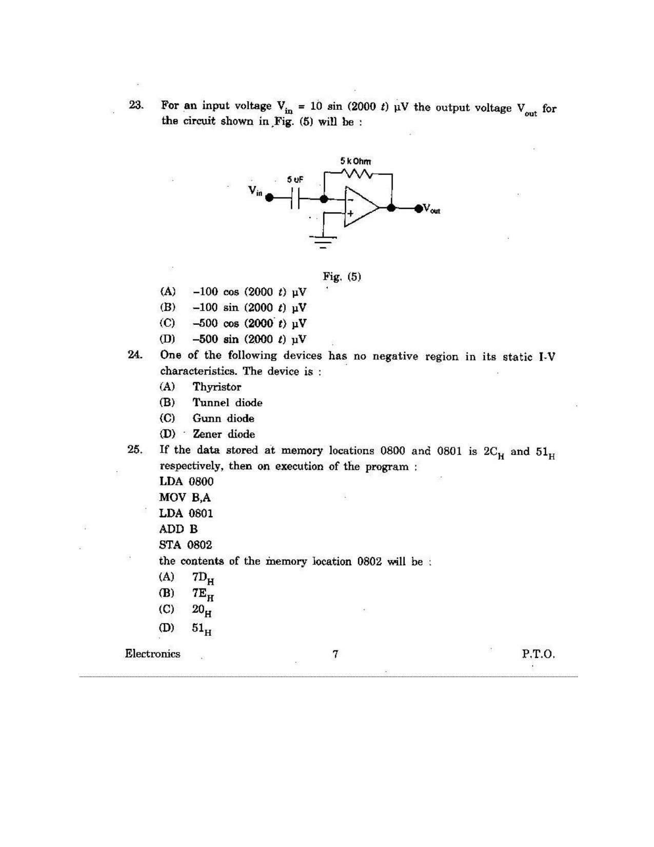 KUET 2023 M.Sc.Electronics Question Paper - Page 109