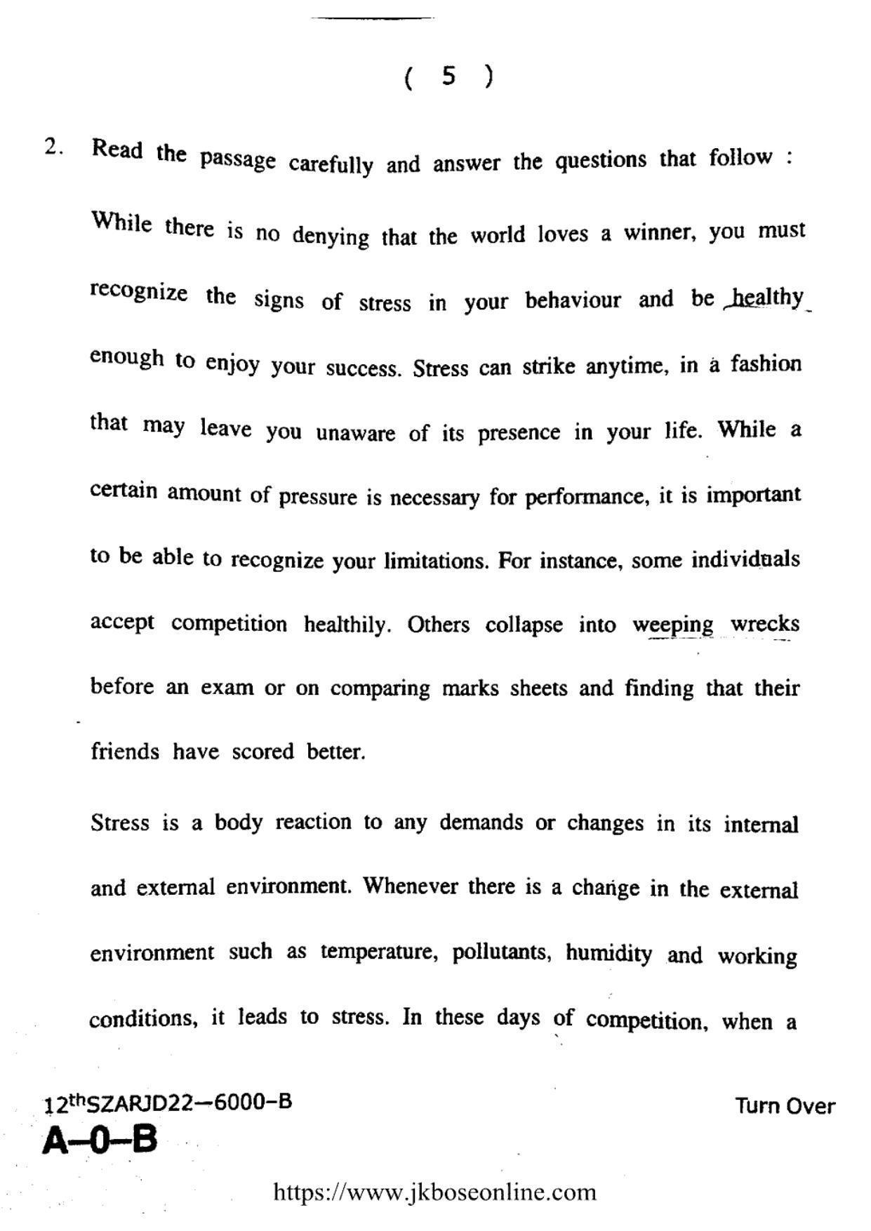 JKBOSE Class 12 English 6000-B Question Papers 2022 - Page 5