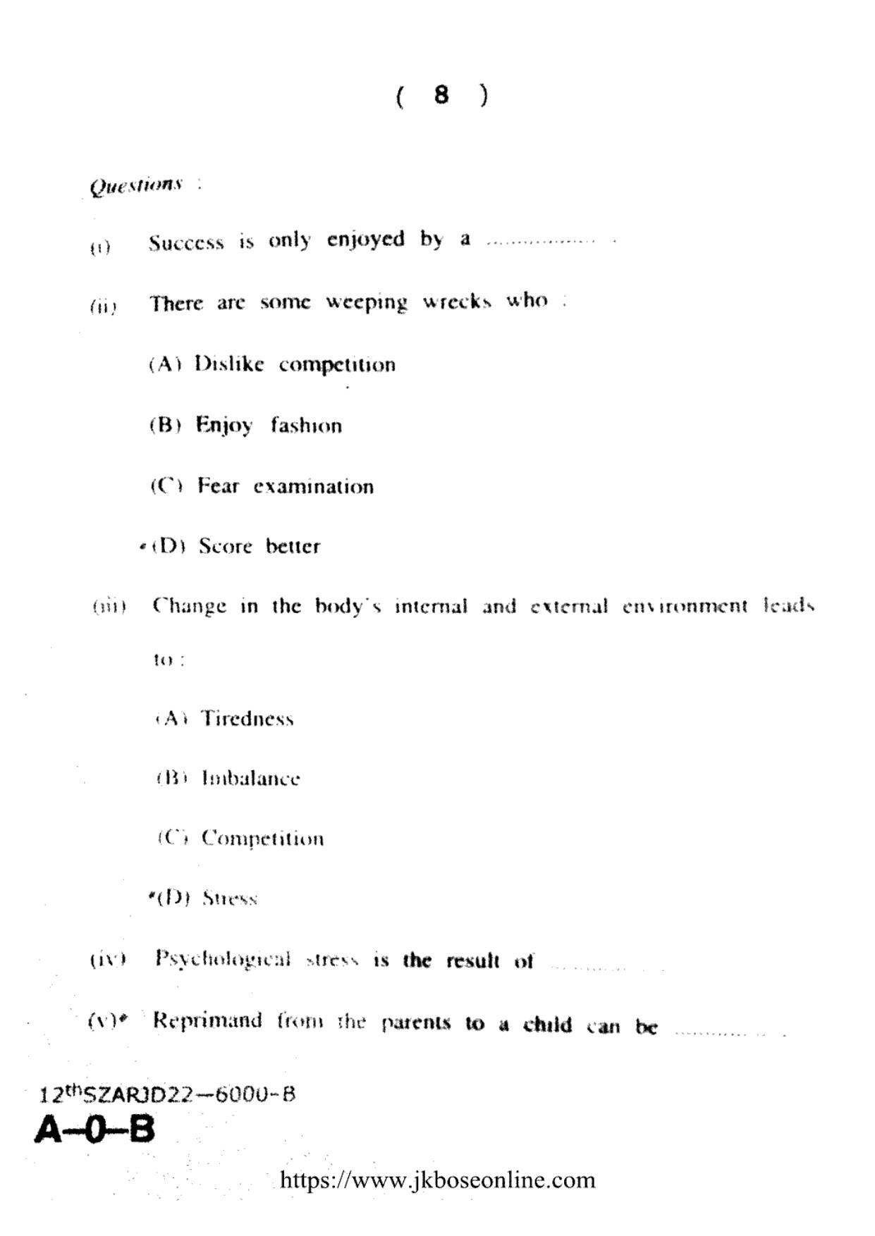 JKBOSE Class 12 English 6000-B Question Papers 2022 - Page 8