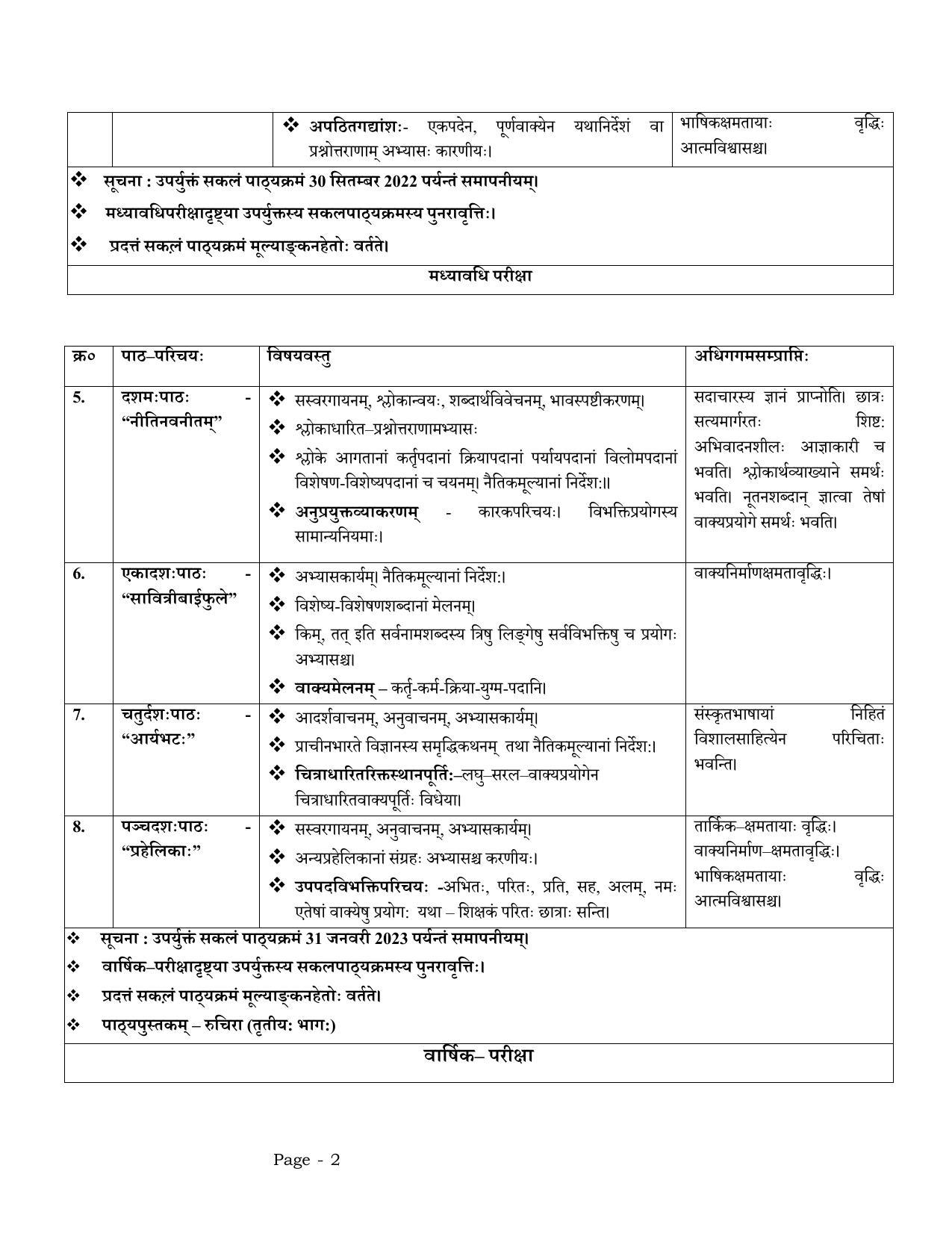 Edudel Class 8 (L-2) Sanskrit Syllabus - Page 2
