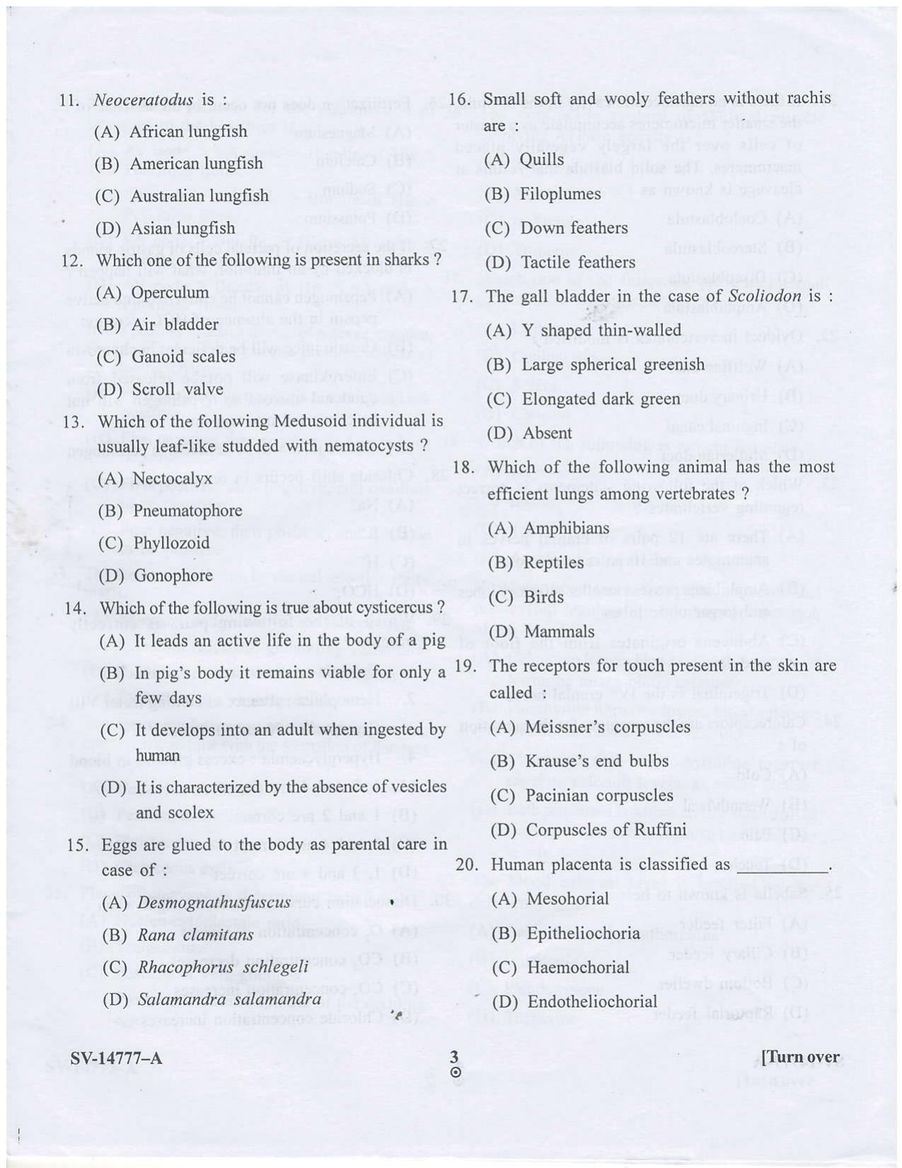 KUET 2023 M.Sc.Zoology Question Paper - Page 11
