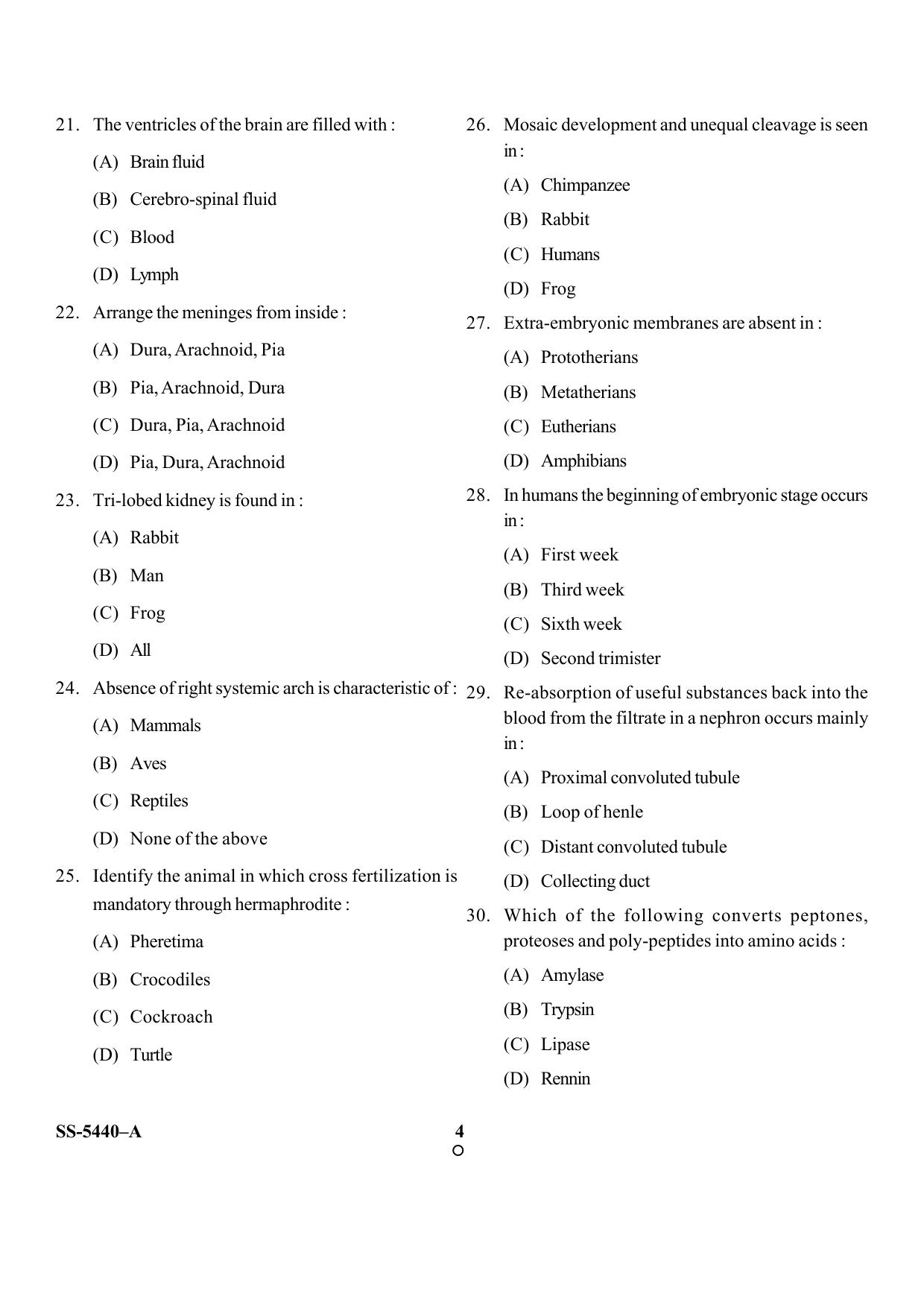 KUET 2023 M.Sc.Zoology Question Paper - Page 19