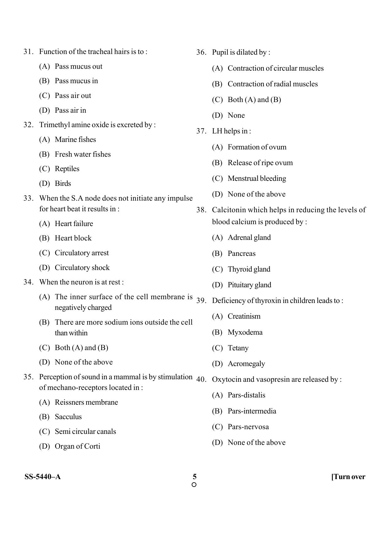 KUET 2023 M.Sc.Zoology Question Paper - Page 20