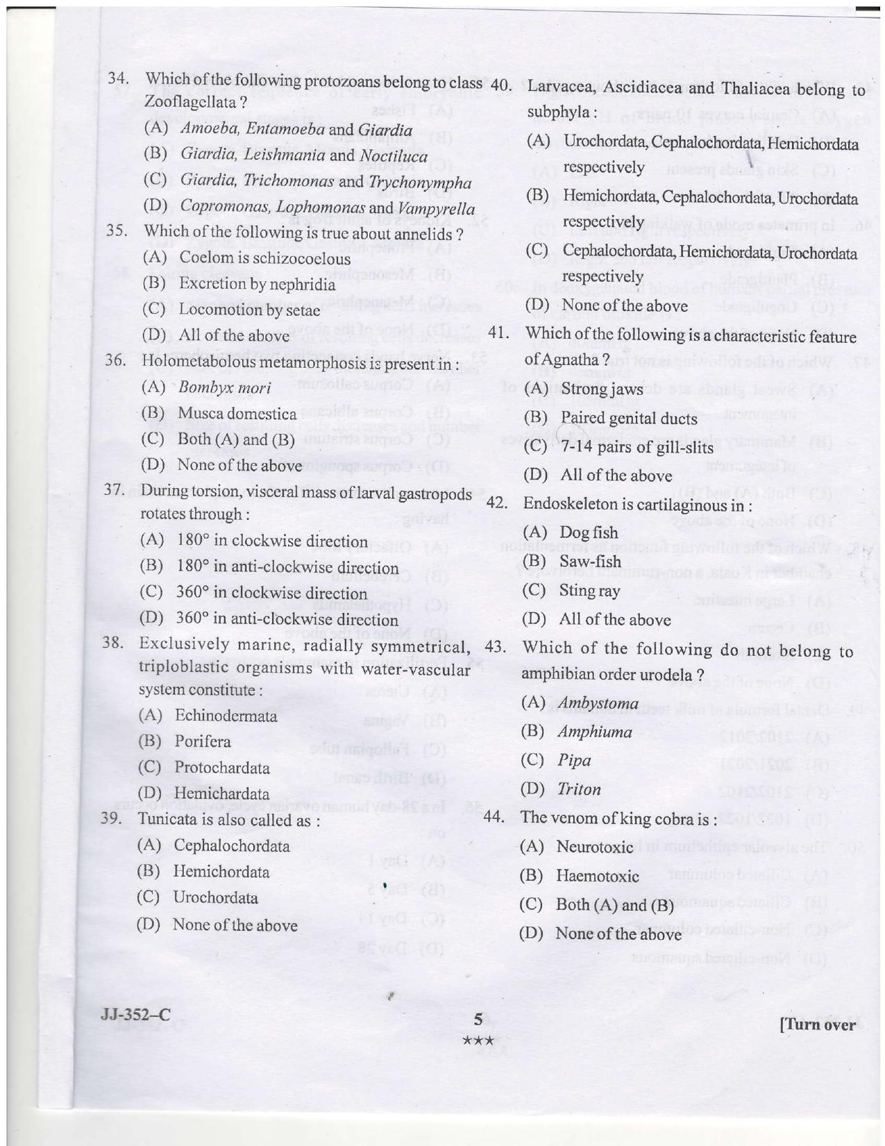 KUET 2023 M.Sc.Zoology Question Paper - Page 28