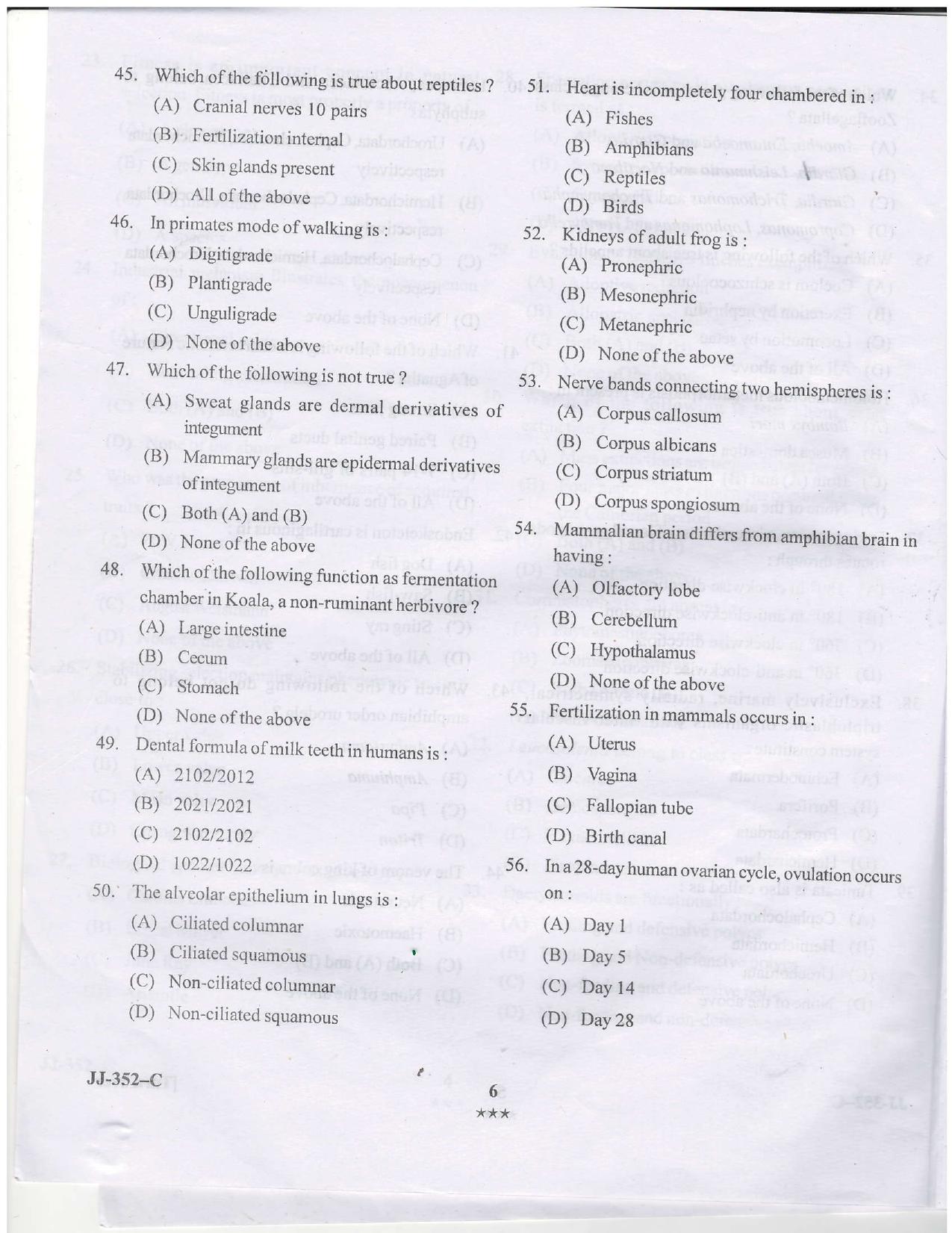 KUET 2023 M.Sc.Zoology Question Paper - Page 29