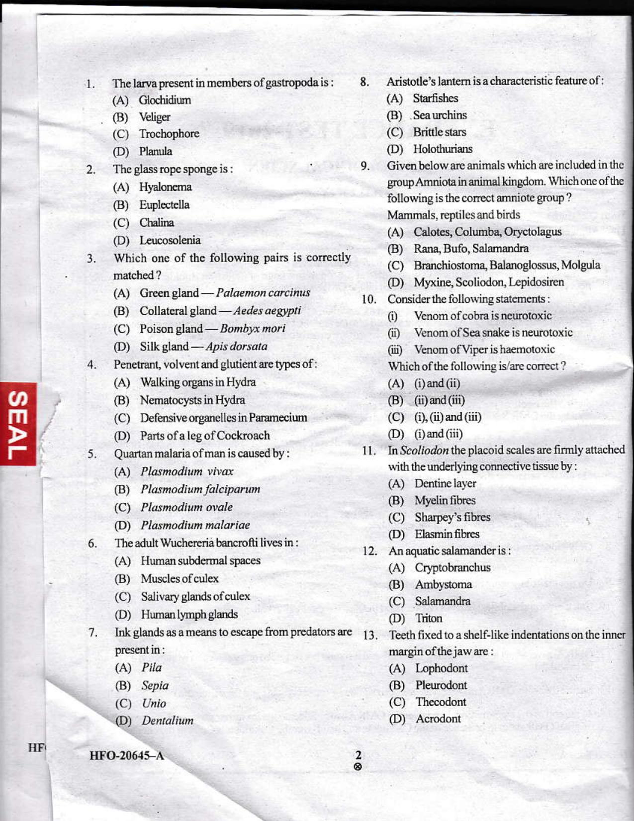 KUET 2023 M.Sc.Zoology Question Paper - Page 31