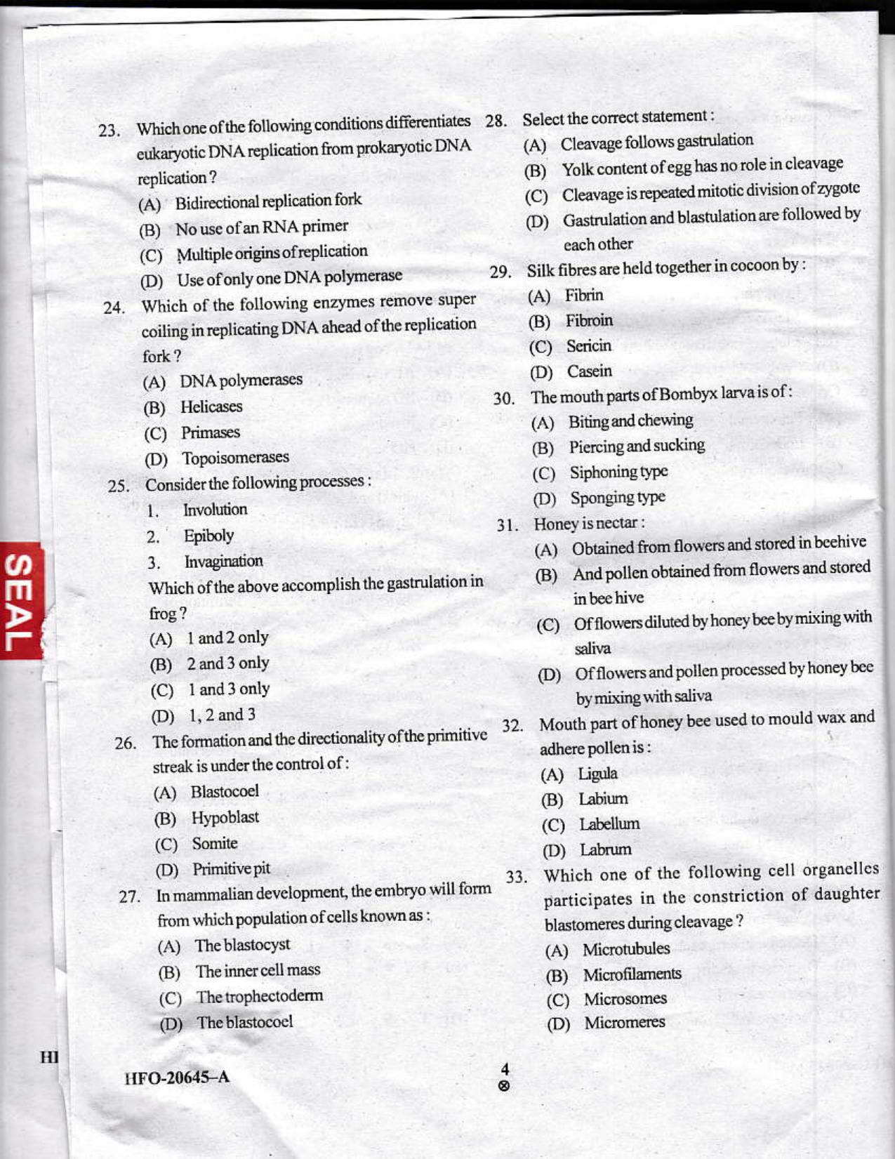 KUET 2023 M.Sc.Zoology Question Paper - Page 33