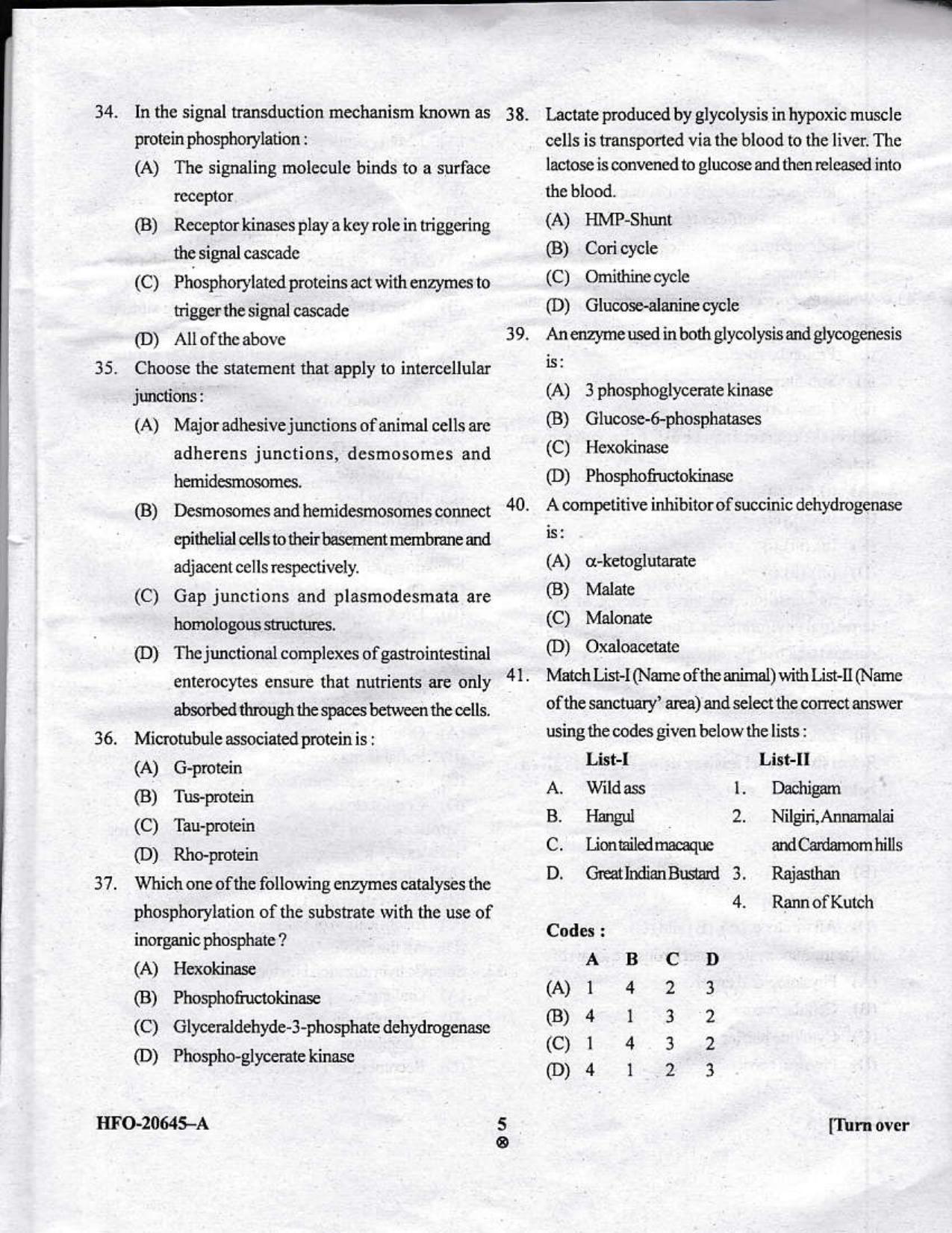 KUET 2023 M.Sc.Zoology Question Paper - Page 34
