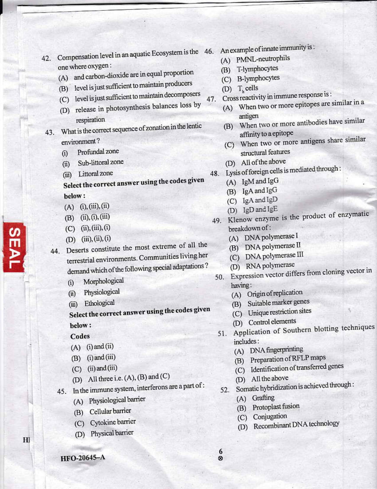 KUET 2023 M.Sc.Zoology Question Paper - Page 35