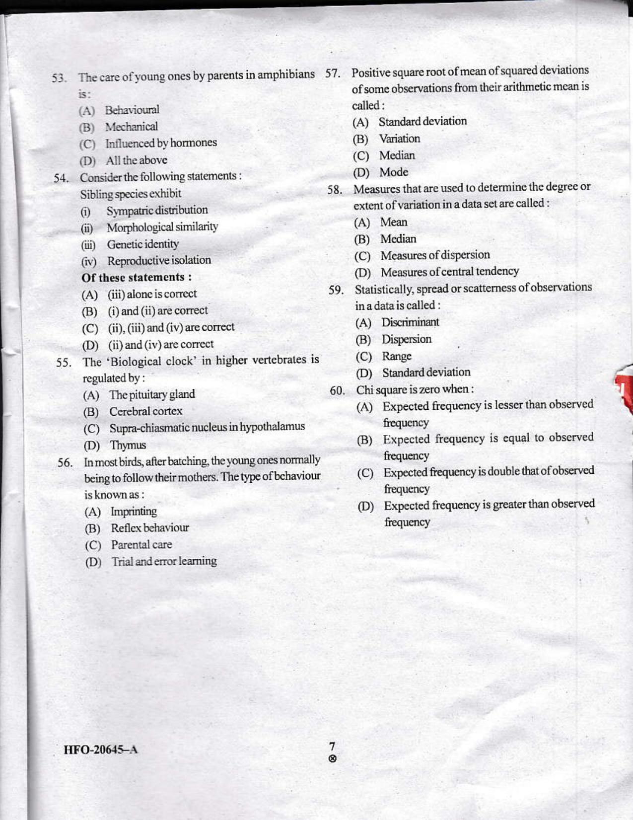 KUET 2023 M.Sc.Zoology Question Paper - Page 36