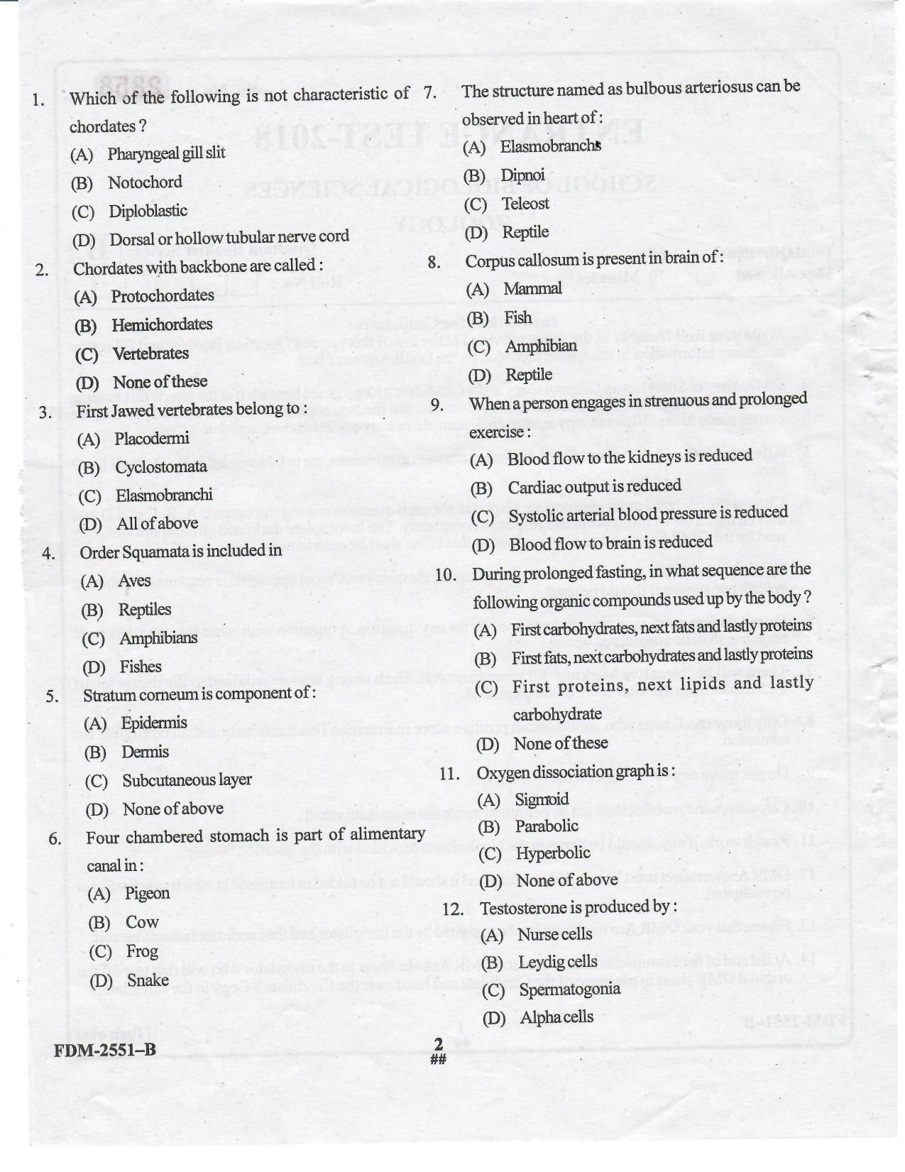 KUET 2023 M.Sc.Zoology Question Paper - Page 37