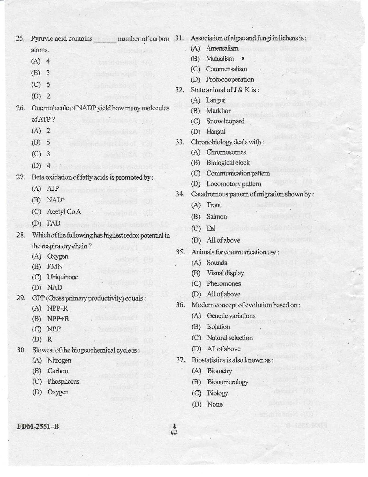 KUET 2023 M.Sc.Zoology Question Paper - Page 39