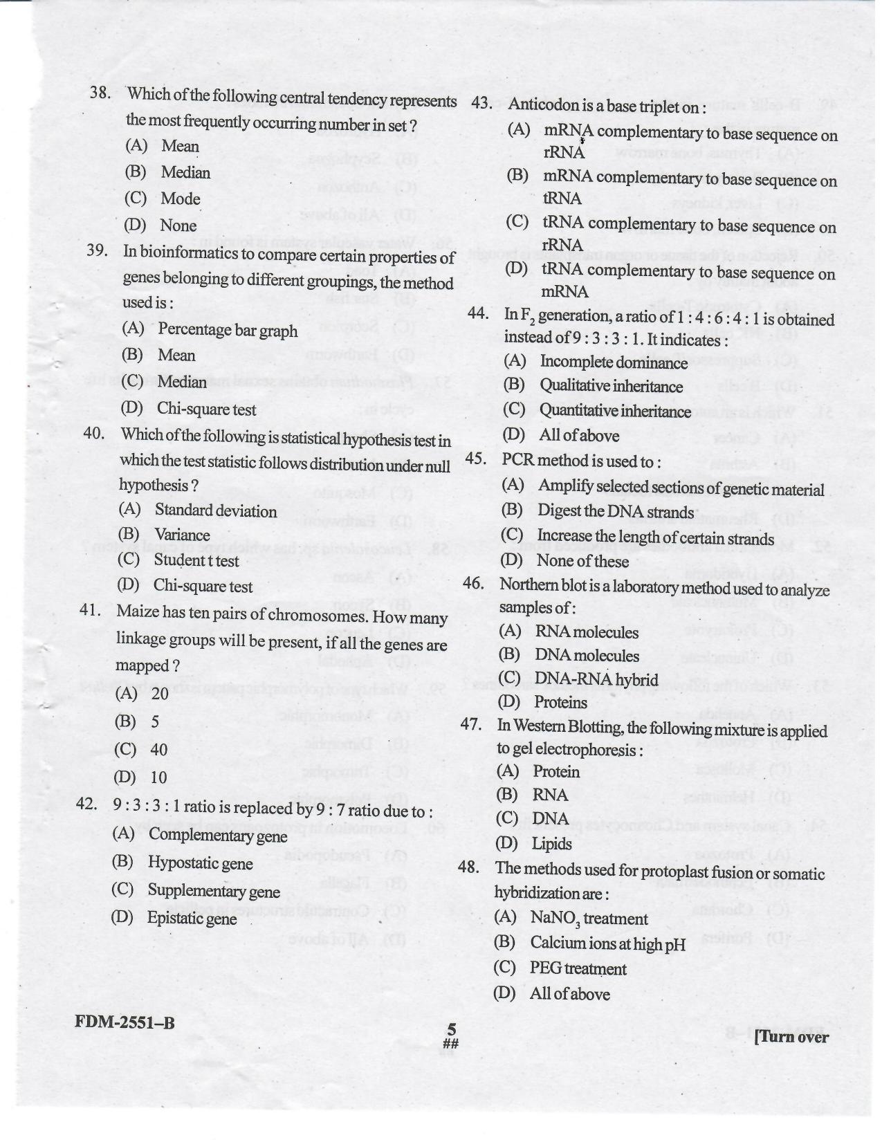 KUET 2023 M.Sc.Zoology Question Paper - Page 40
