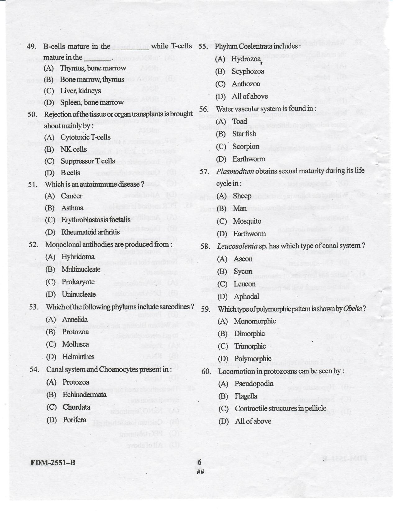 KUET 2023 M.Sc.Zoology Question Paper - Page 41