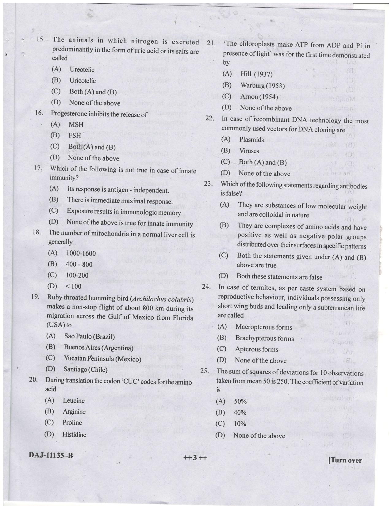 KUET 2023 M.Sc.Zoology Question Paper - Page 44