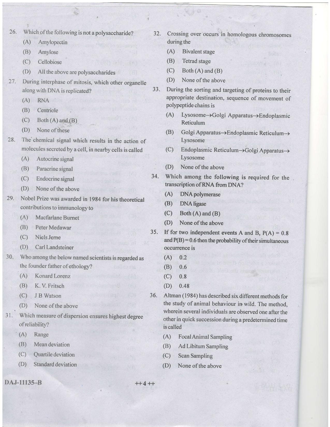 KUET 2023 M.Sc.Zoology Question Paper - Page 45