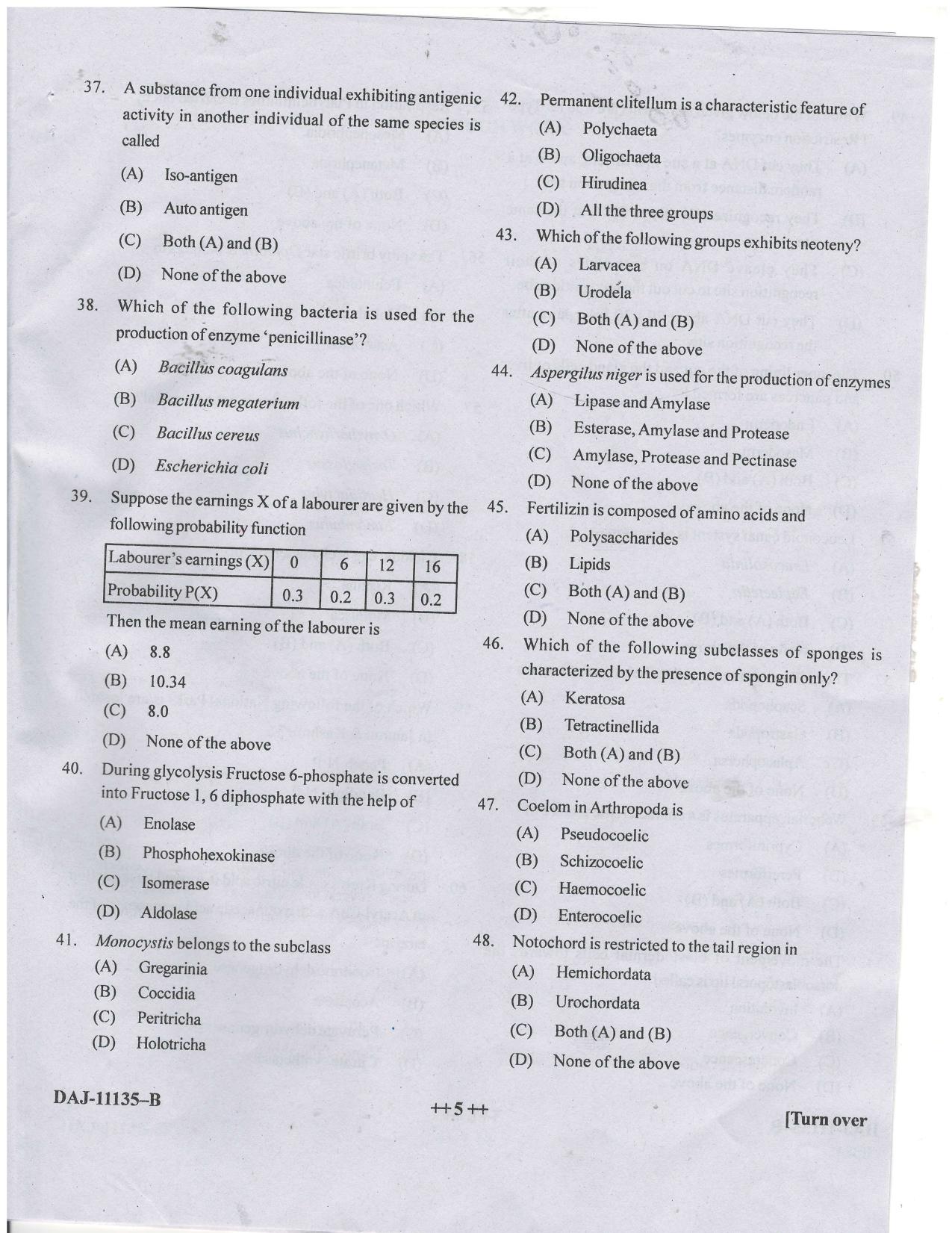 KUET 2023 M.Sc.Zoology Question Paper - Page 46