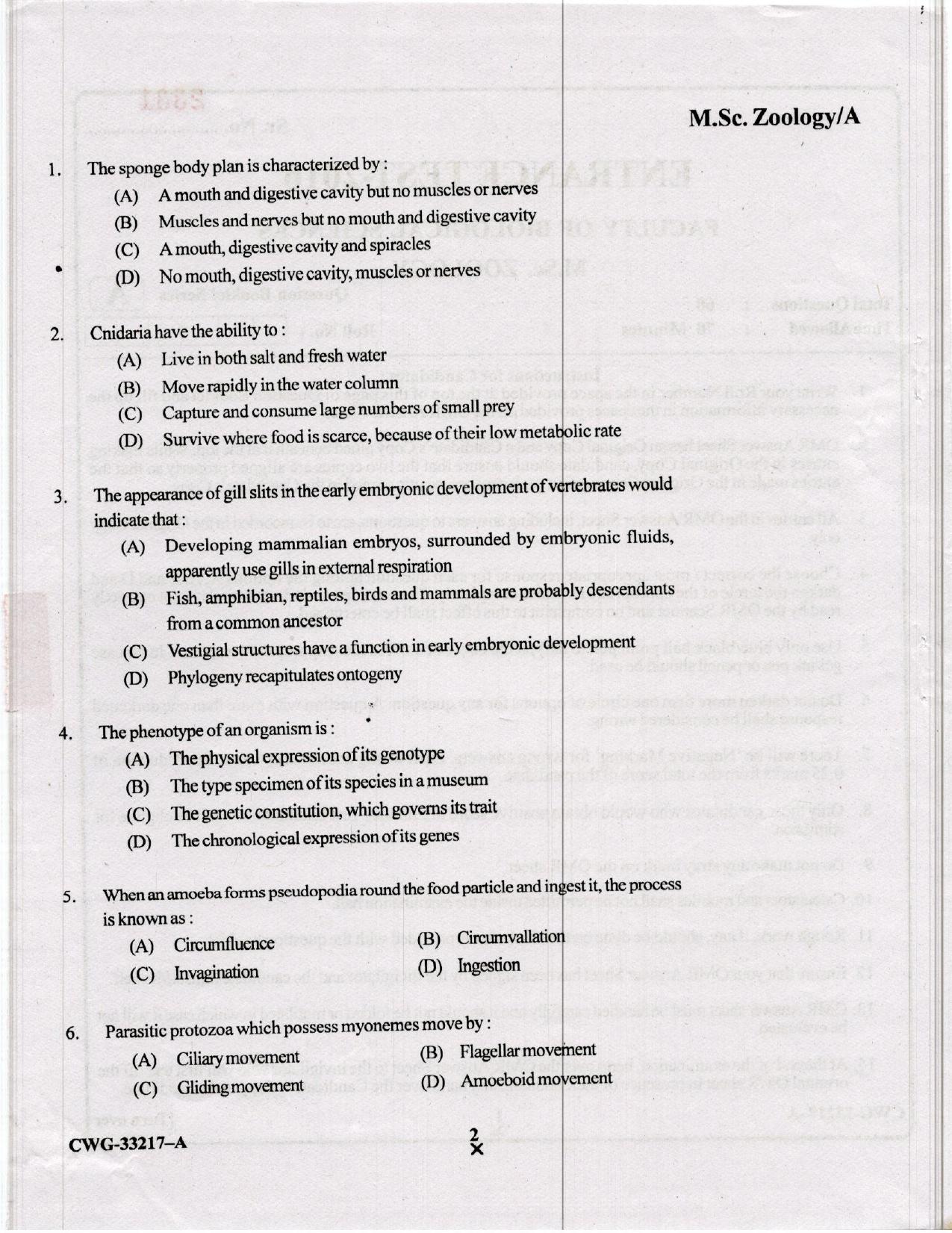 KUET 2023 M.Sc.Zoology Question Paper - Page 49