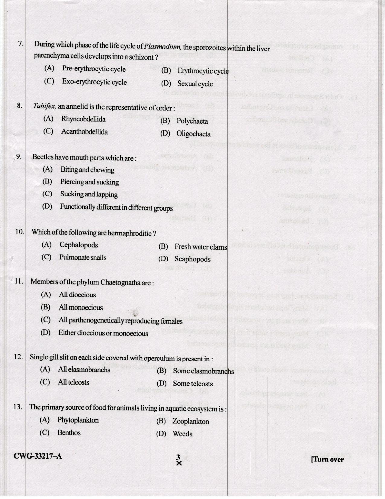KUET 2023 M.Sc.Zoology Question Paper - Page 50