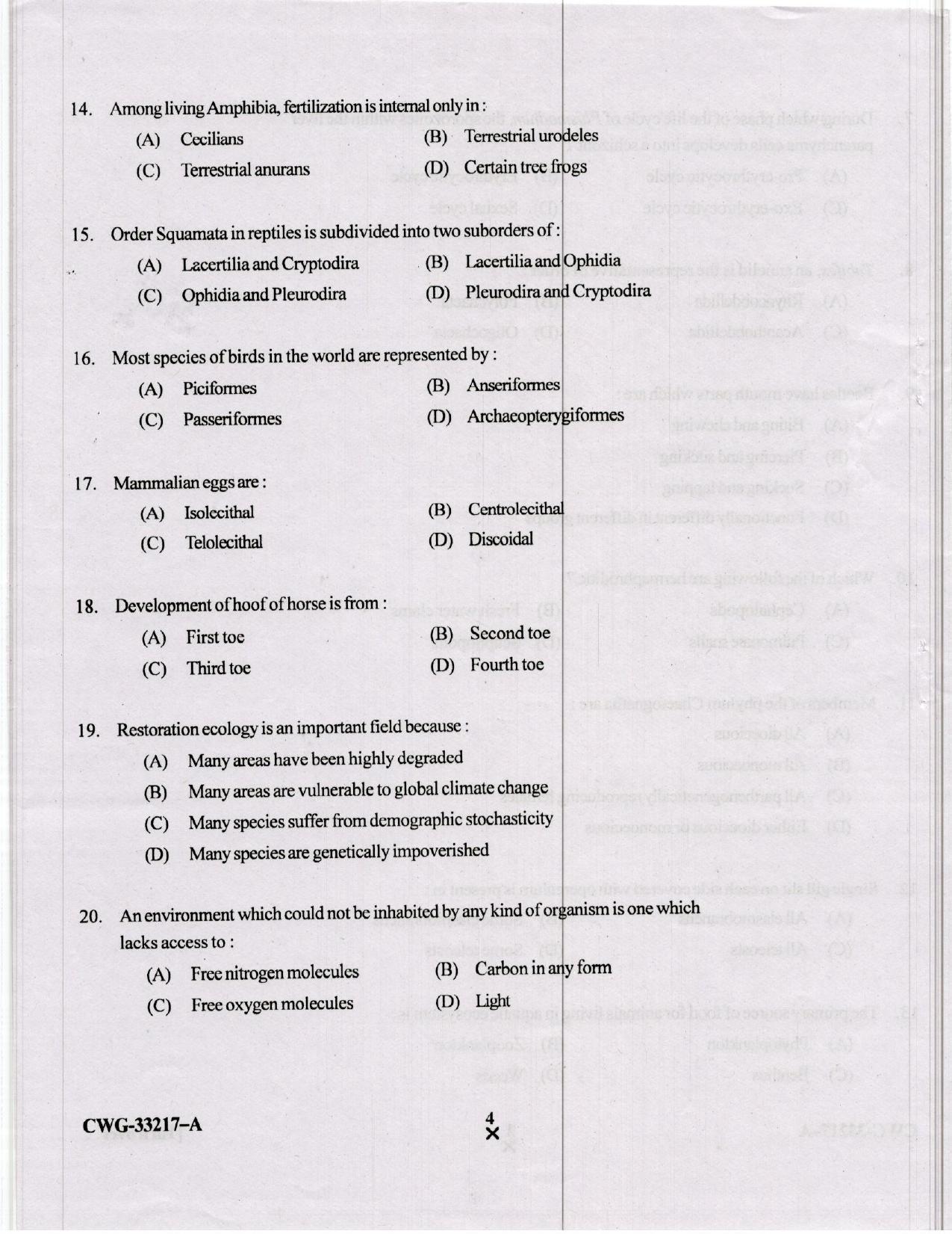 KUET 2023 M.Sc.Zoology Question Paper - Page 51