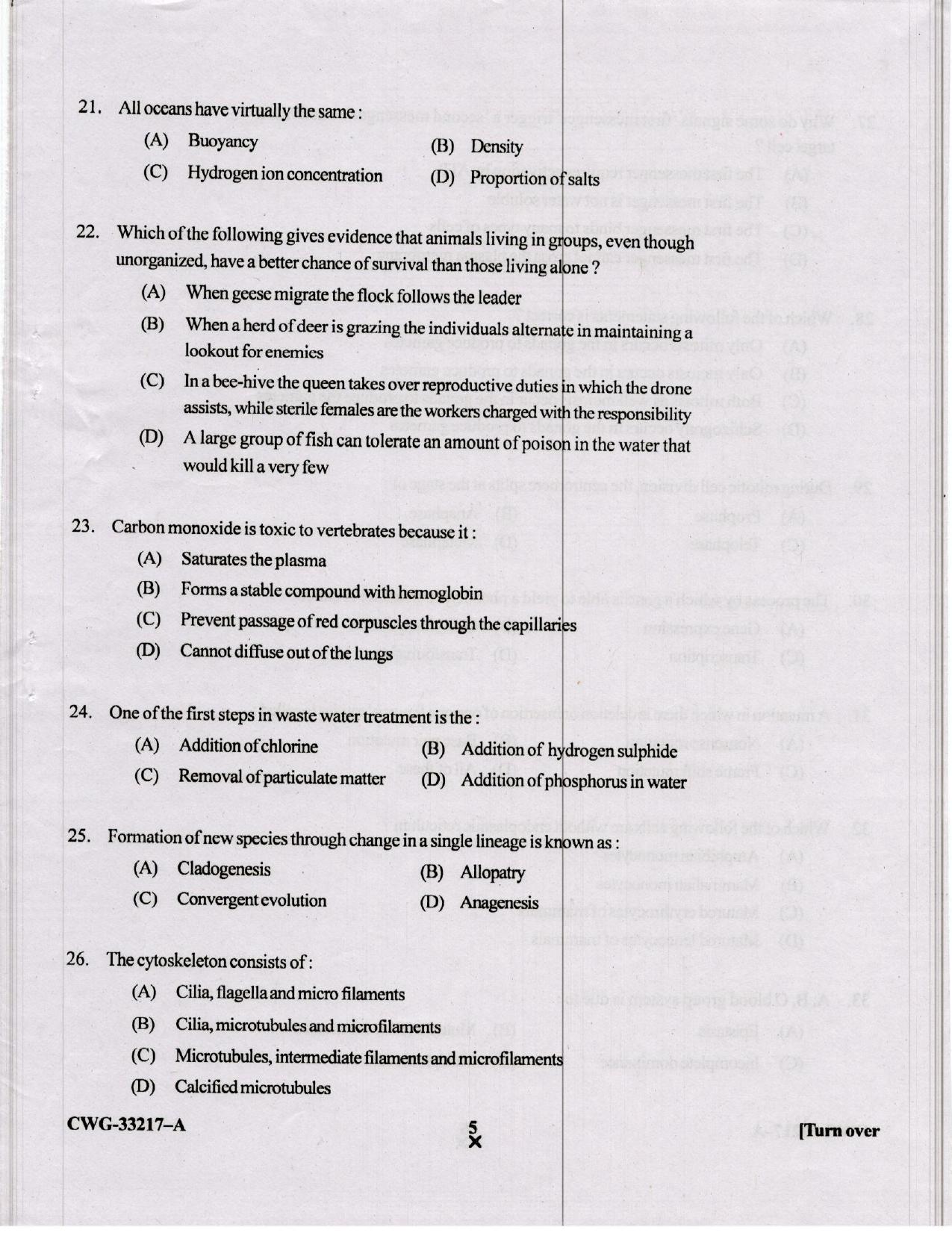 KUET 2023 M.Sc.Zoology Question Paper - Page 52