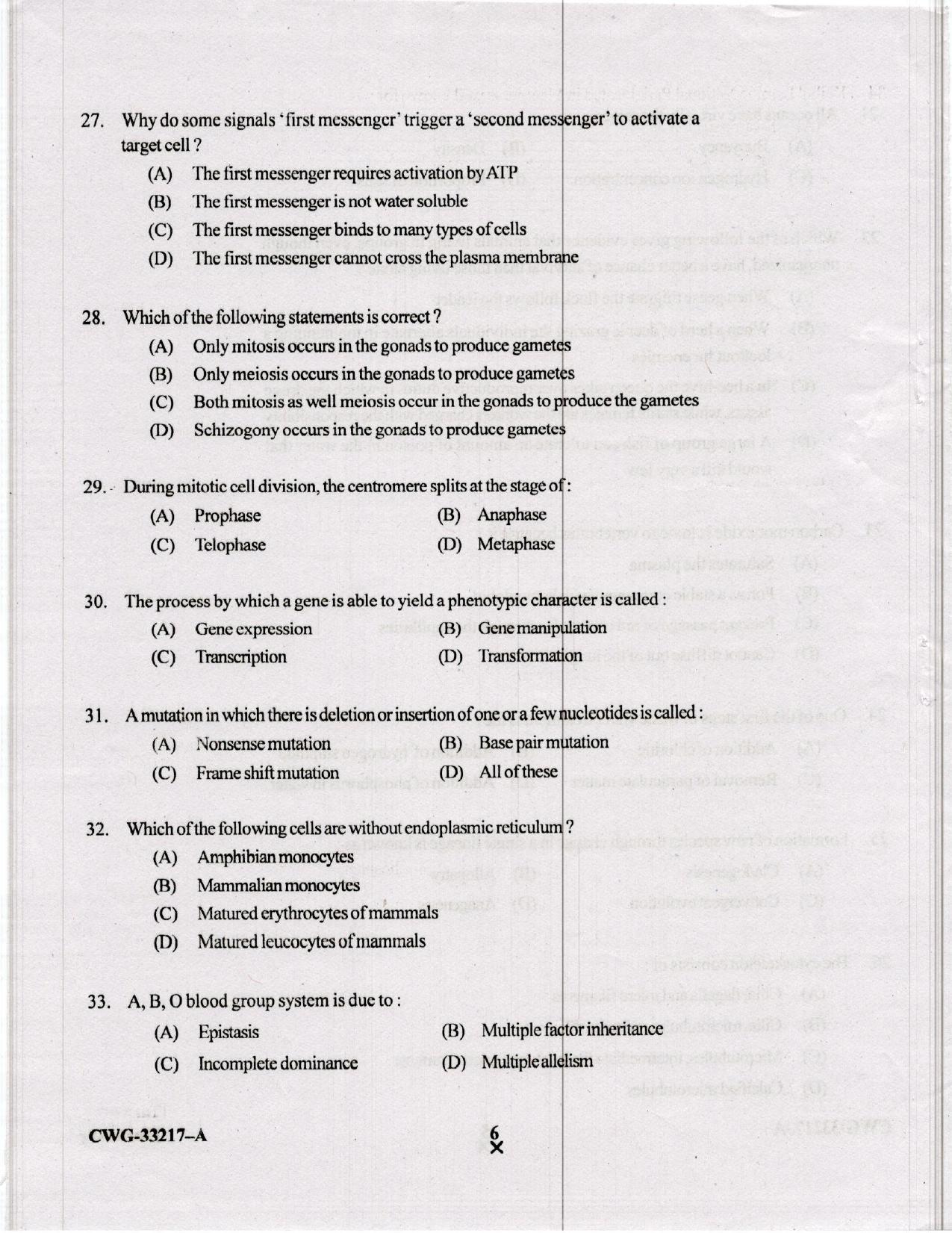 KUET 2023 M.Sc.Zoology Question Paper - Page 53
