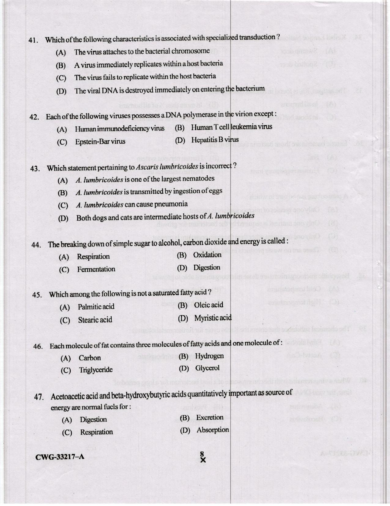 KUET 2023 M.Sc.Zoology Question Paper - Page 55