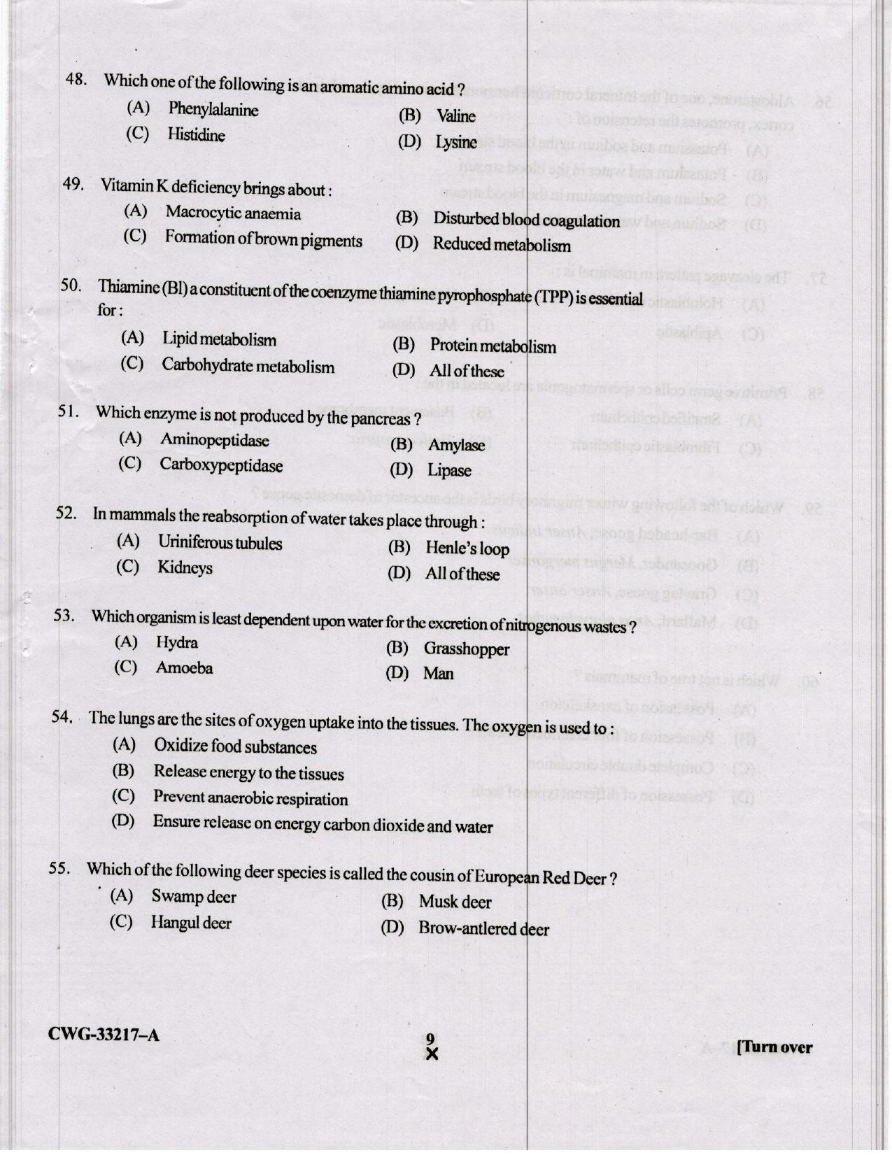 KUET 2023 M.Sc.Zoology Question Paper - Page 56