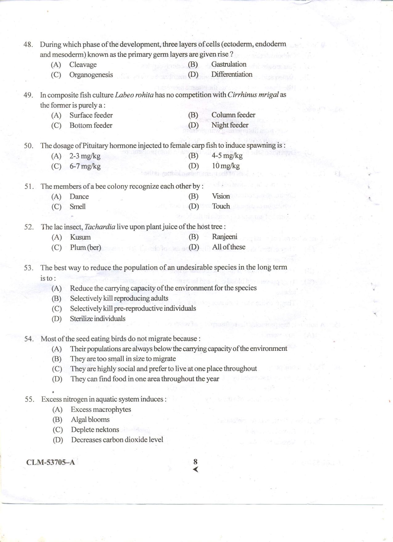 KUET 2023 M.Sc.Zoology Question Paper - Page 64
