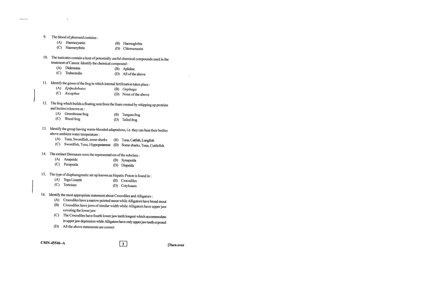 KUET 2023 M.Sc.Zoology Question Paper - Page 67