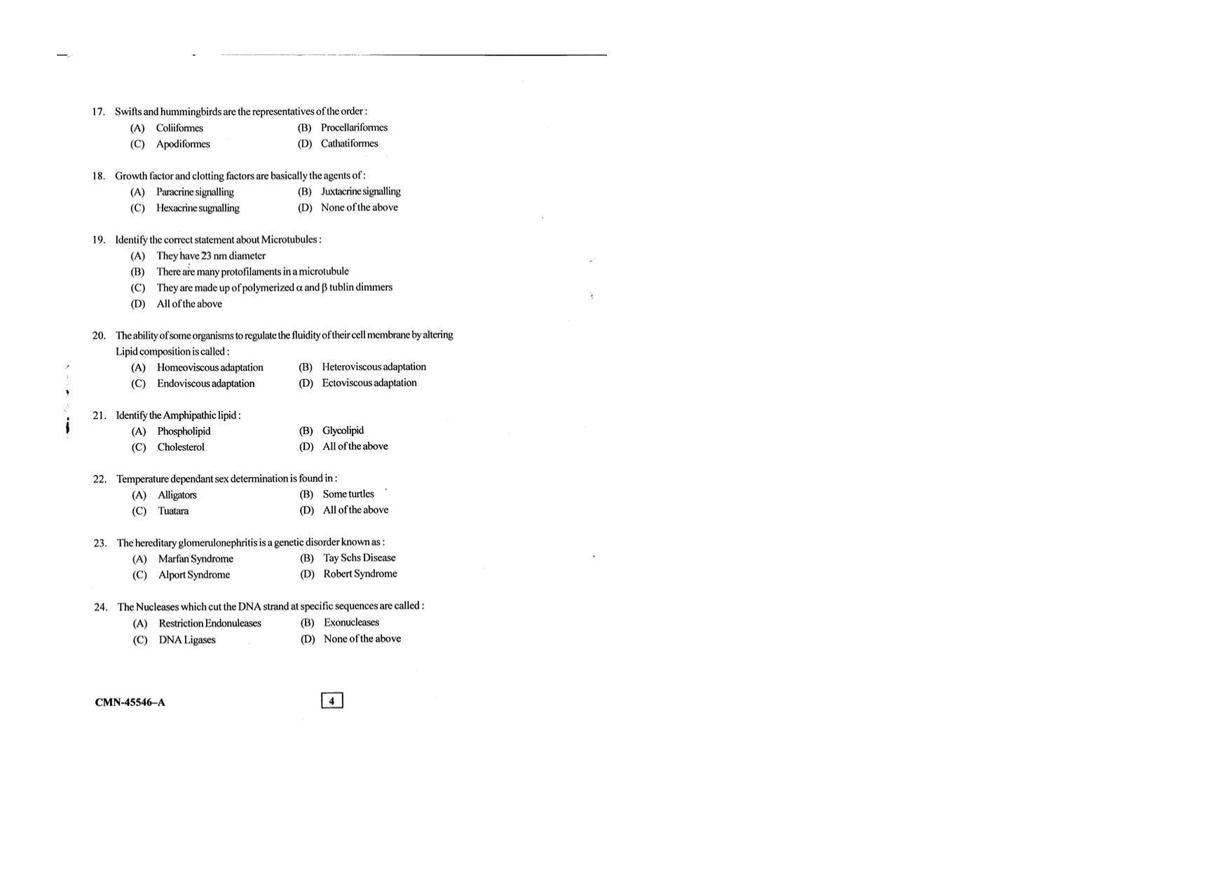KUET 2023 M.Sc.Zoology Question Paper - Page 68